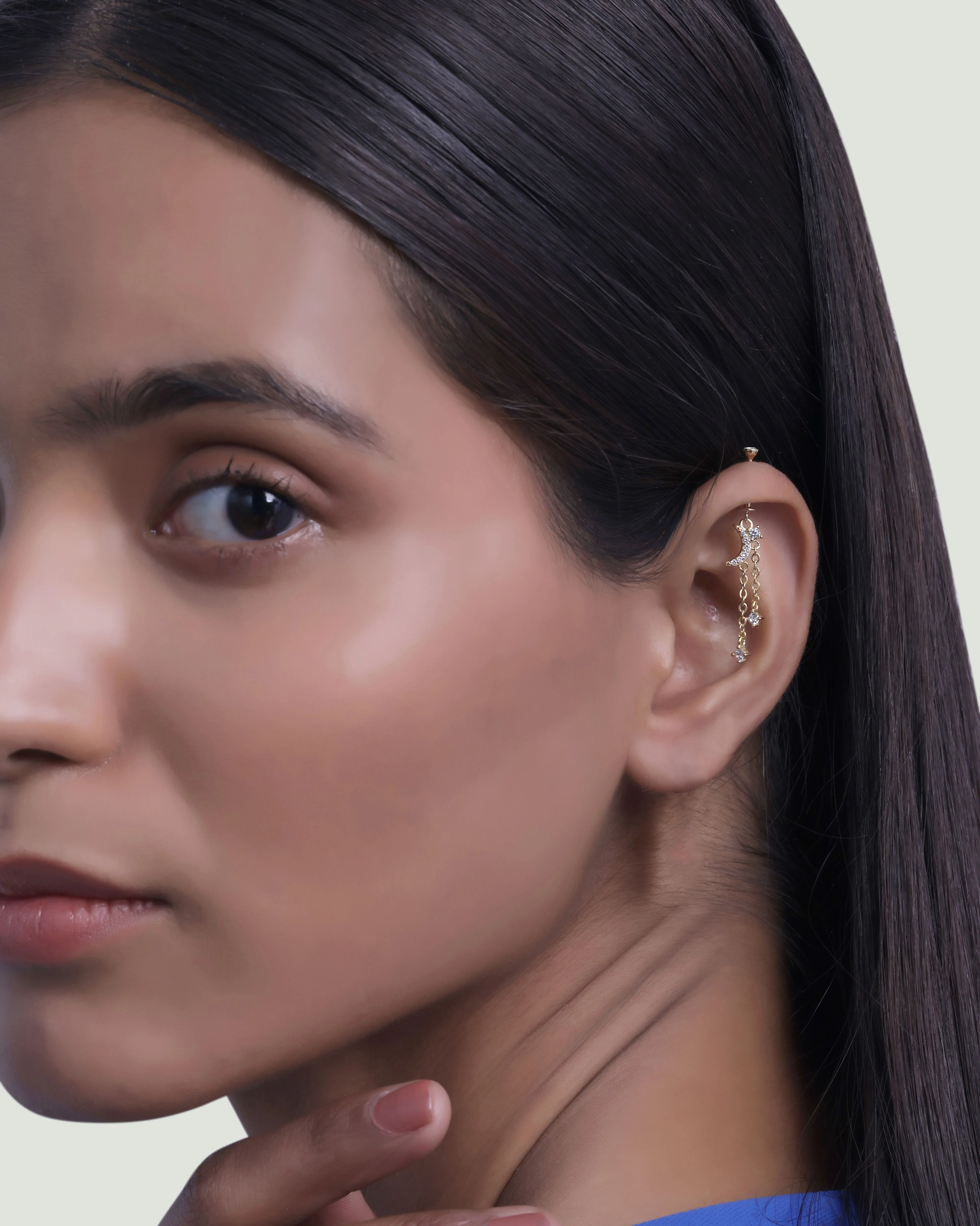 Moonlight Chain Helix Piercings Hanging Earrings - Image 2