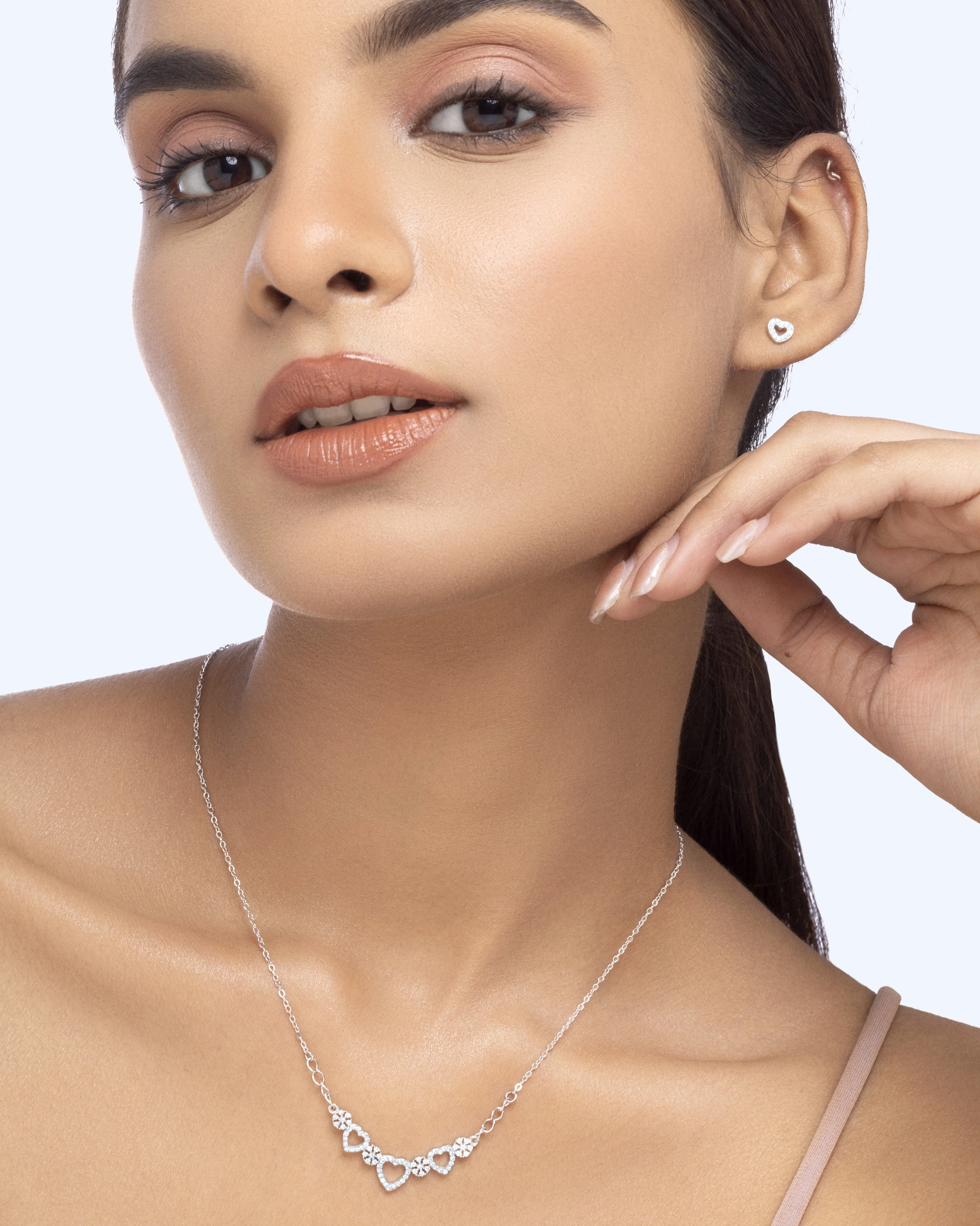 Flow Of Hearts - Pave' Stone Necklace - Image 2