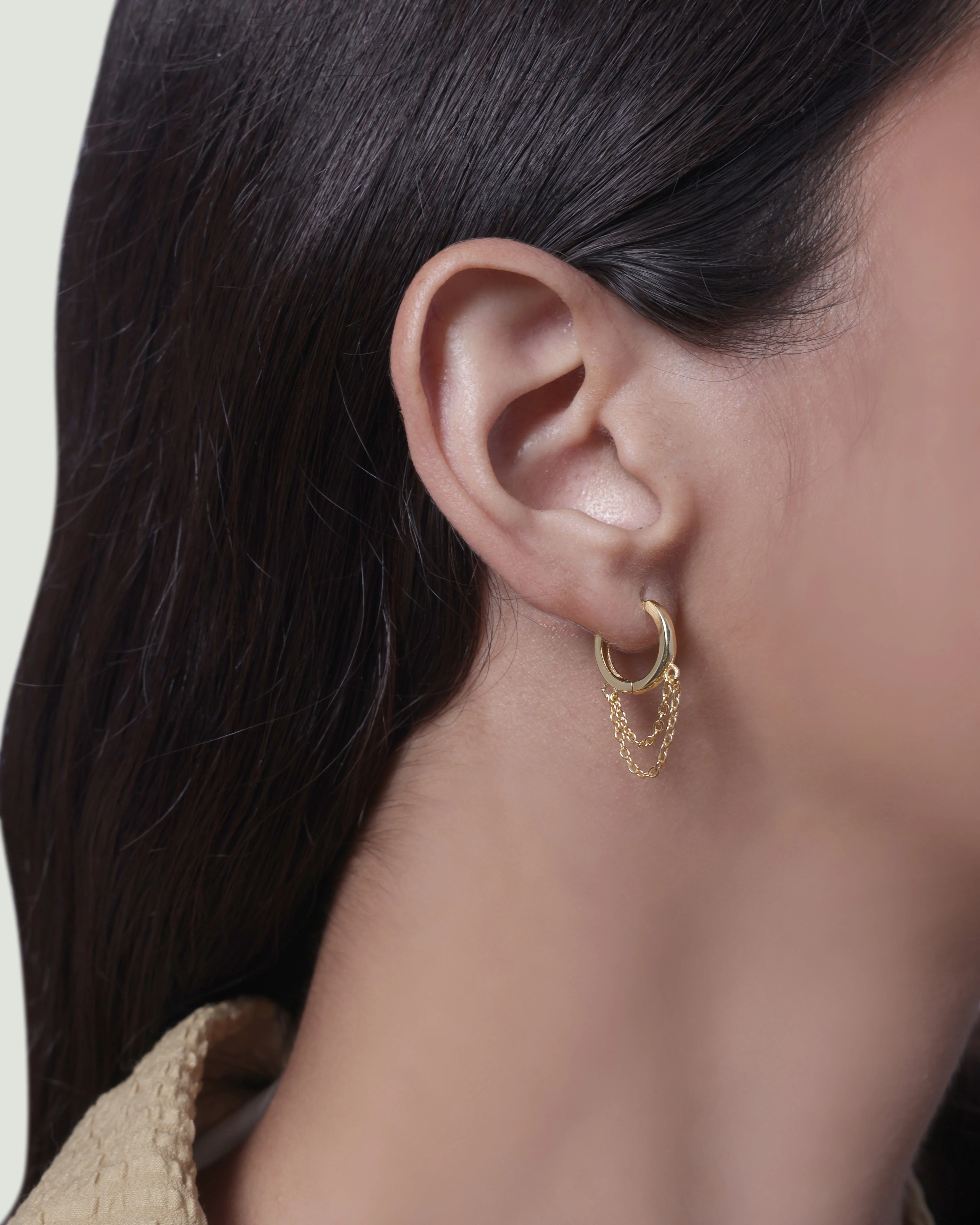 Chain Dangler Hoop Earrings - Image 4