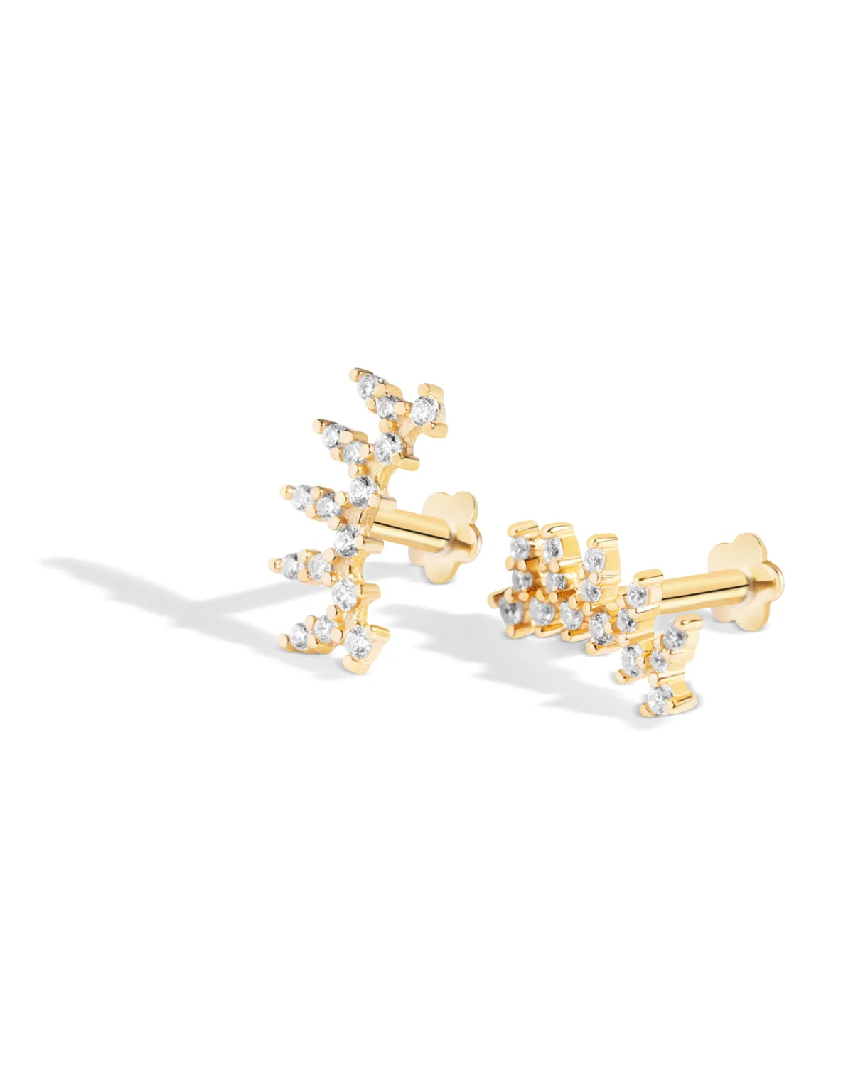 Crown Arc Zircon Stud Flat Back Stud Earrings - Image 3