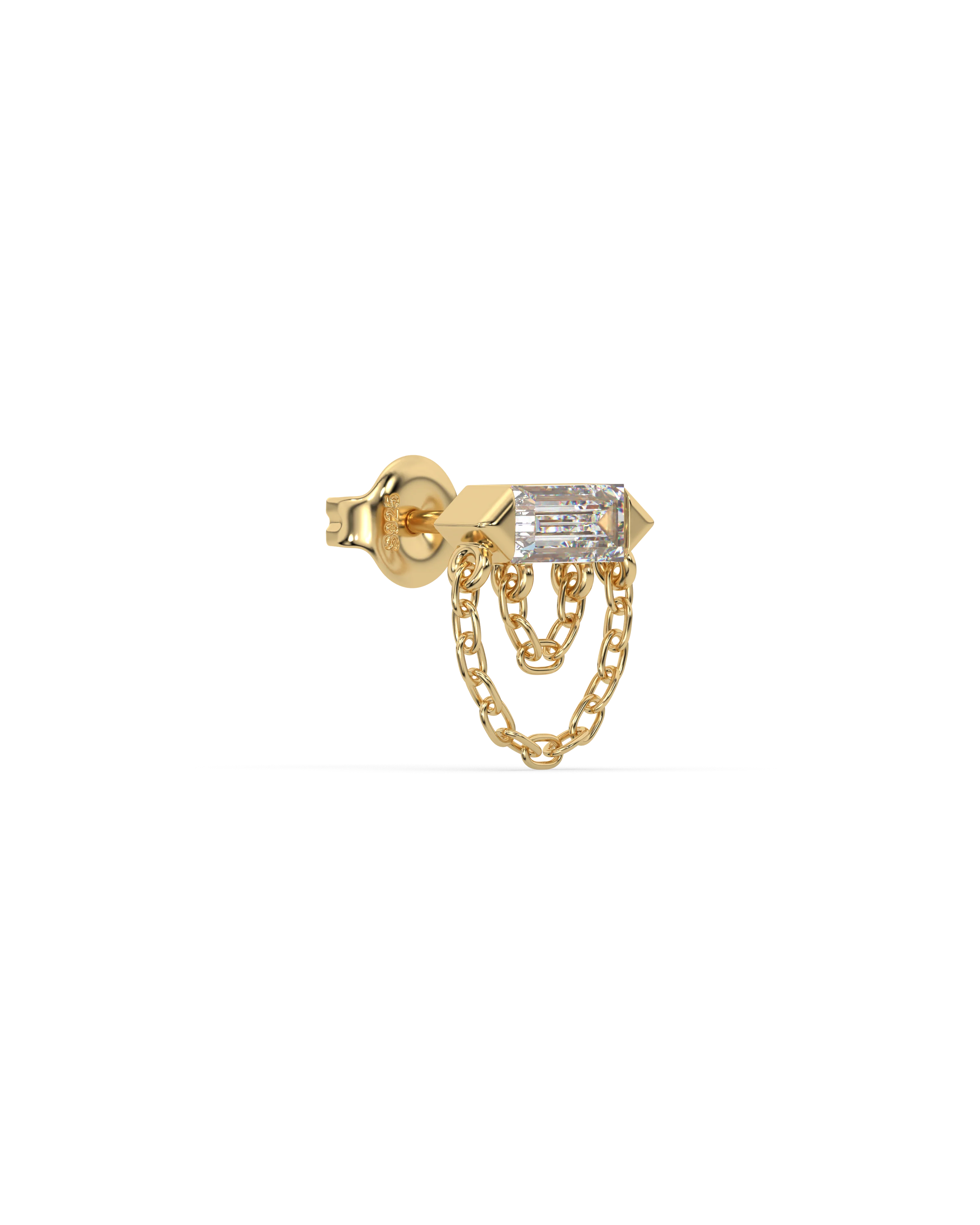Double Chain Baguette Stud Earrings - Image 3