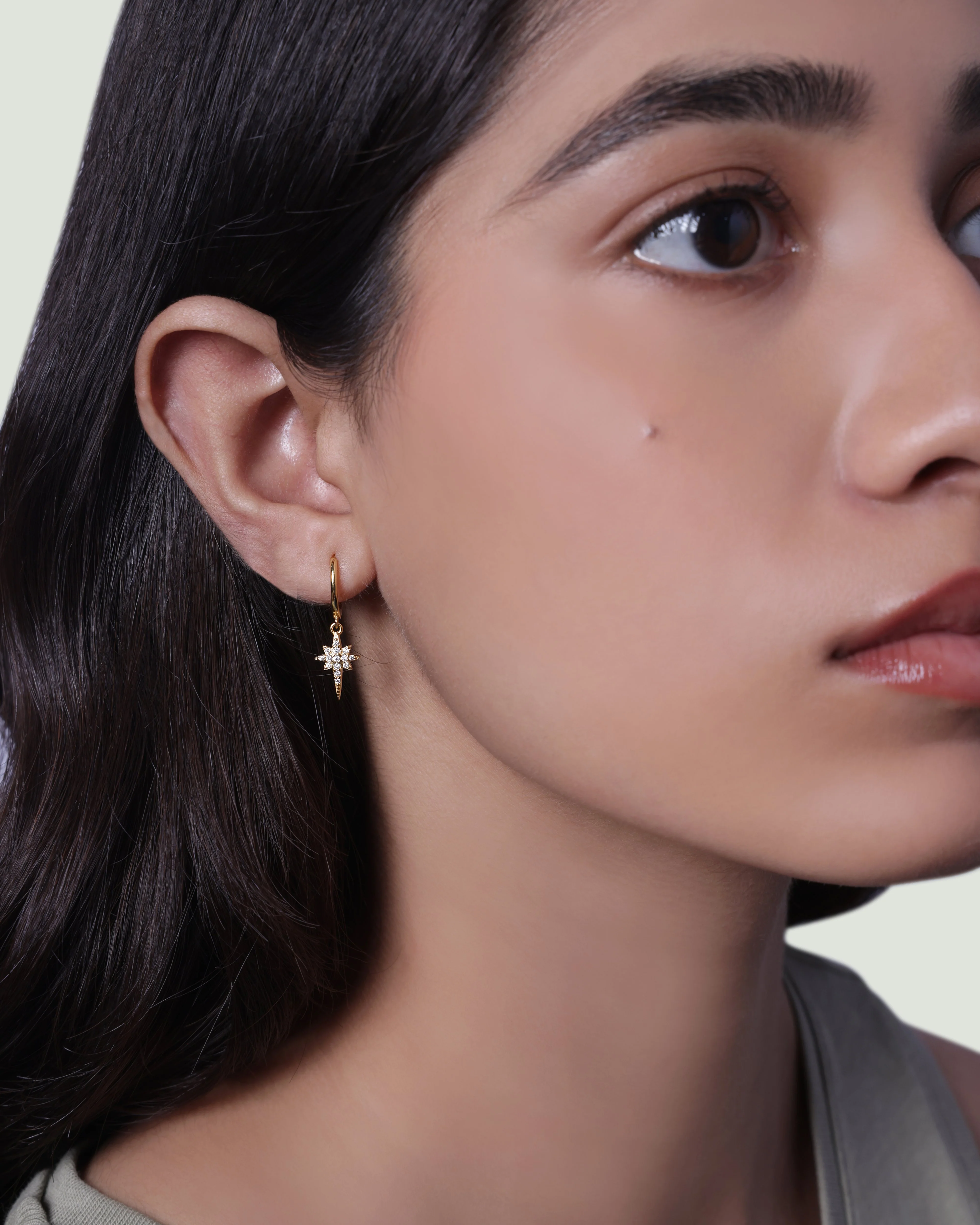 Elongated Star Hoop Earrings - Image 2