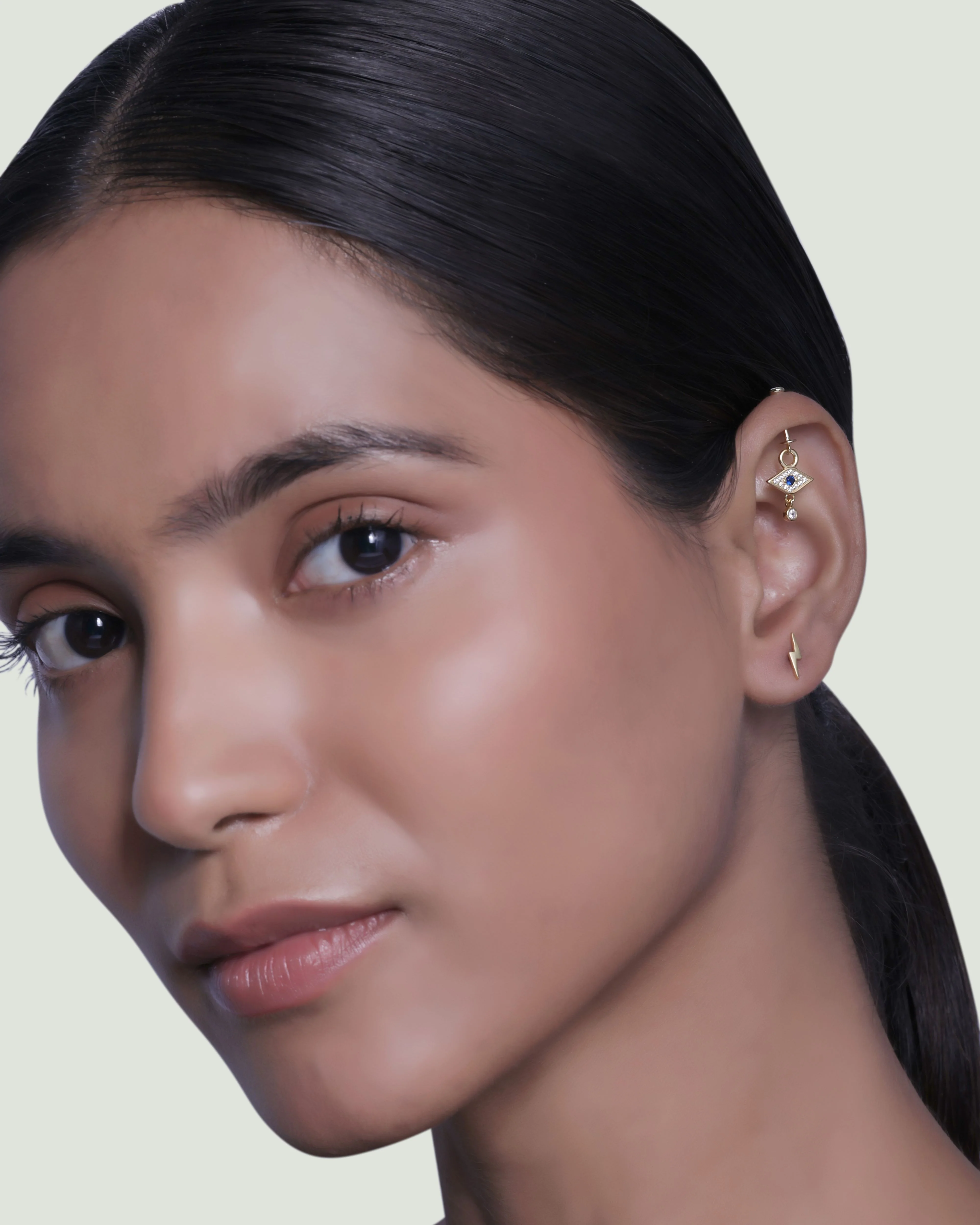 Evil Eye With Drop Helix Piercings Hanging Earrings - Image 2