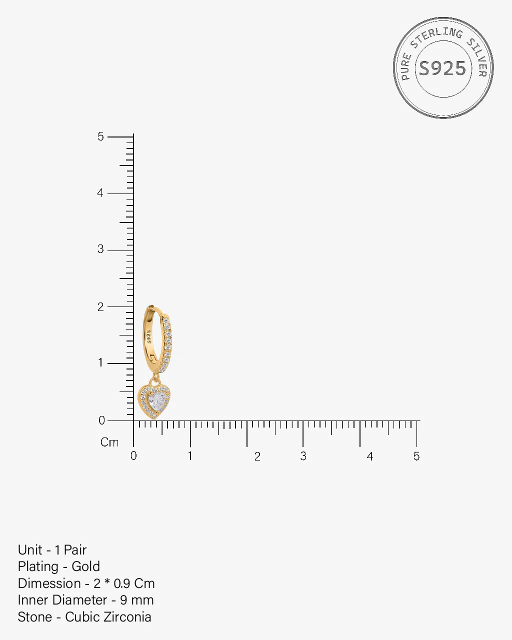 Eternal Love Solitaire Heart Hoops Earrings - Image 4