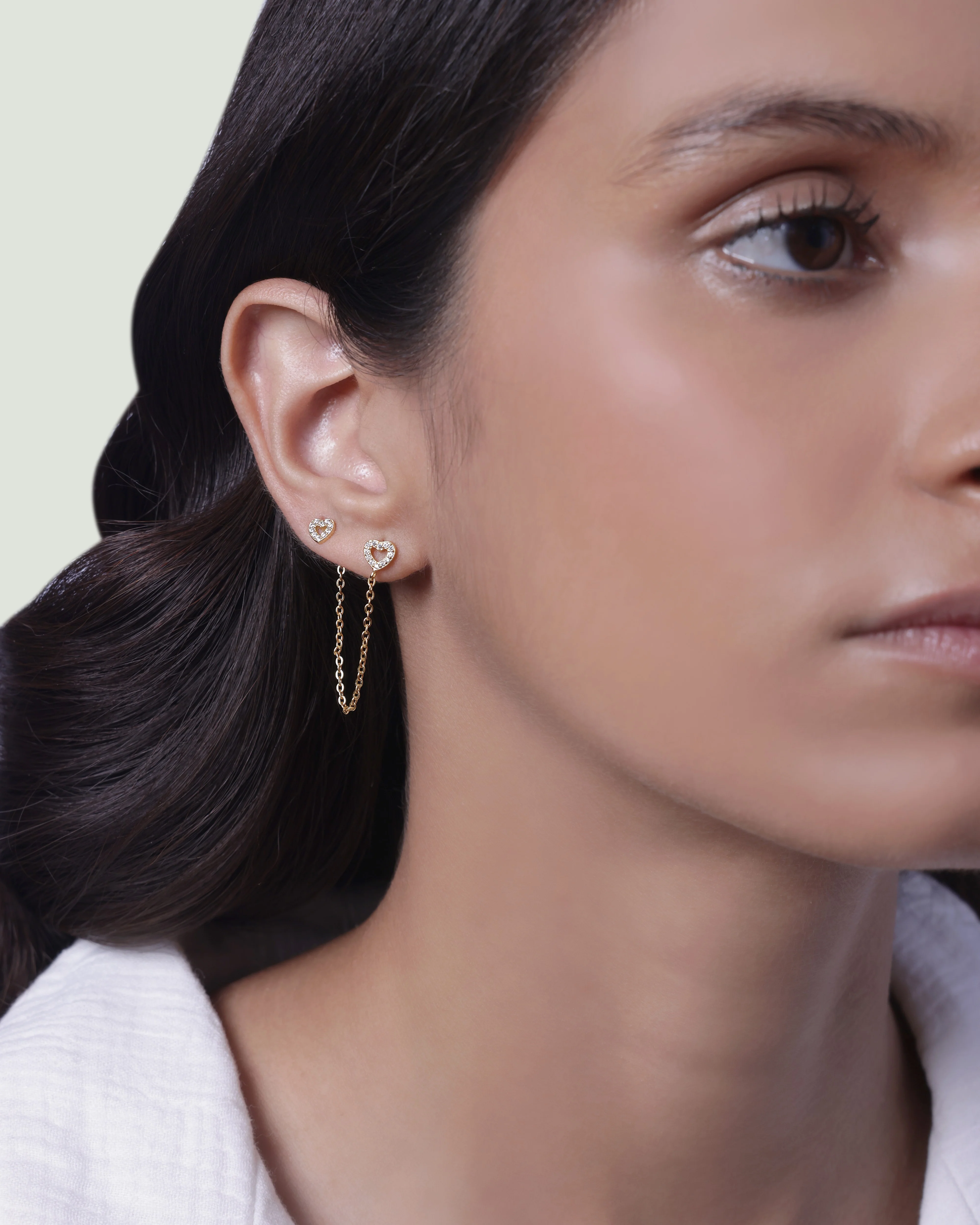Hollow Heart Connector 3 In 1 Chain Earrings - Image 2