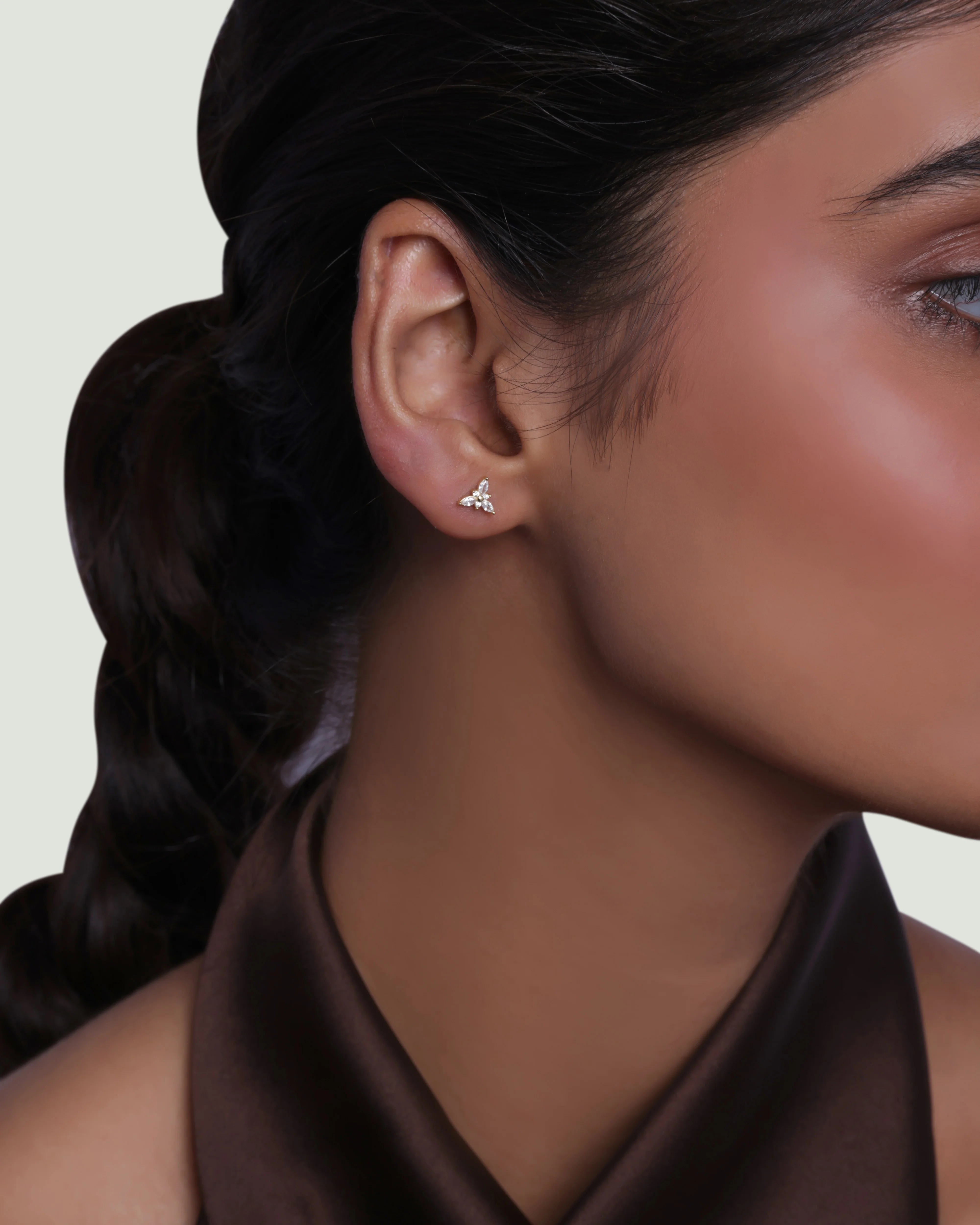 Iris Flat Back Stud Earrings - Image 2