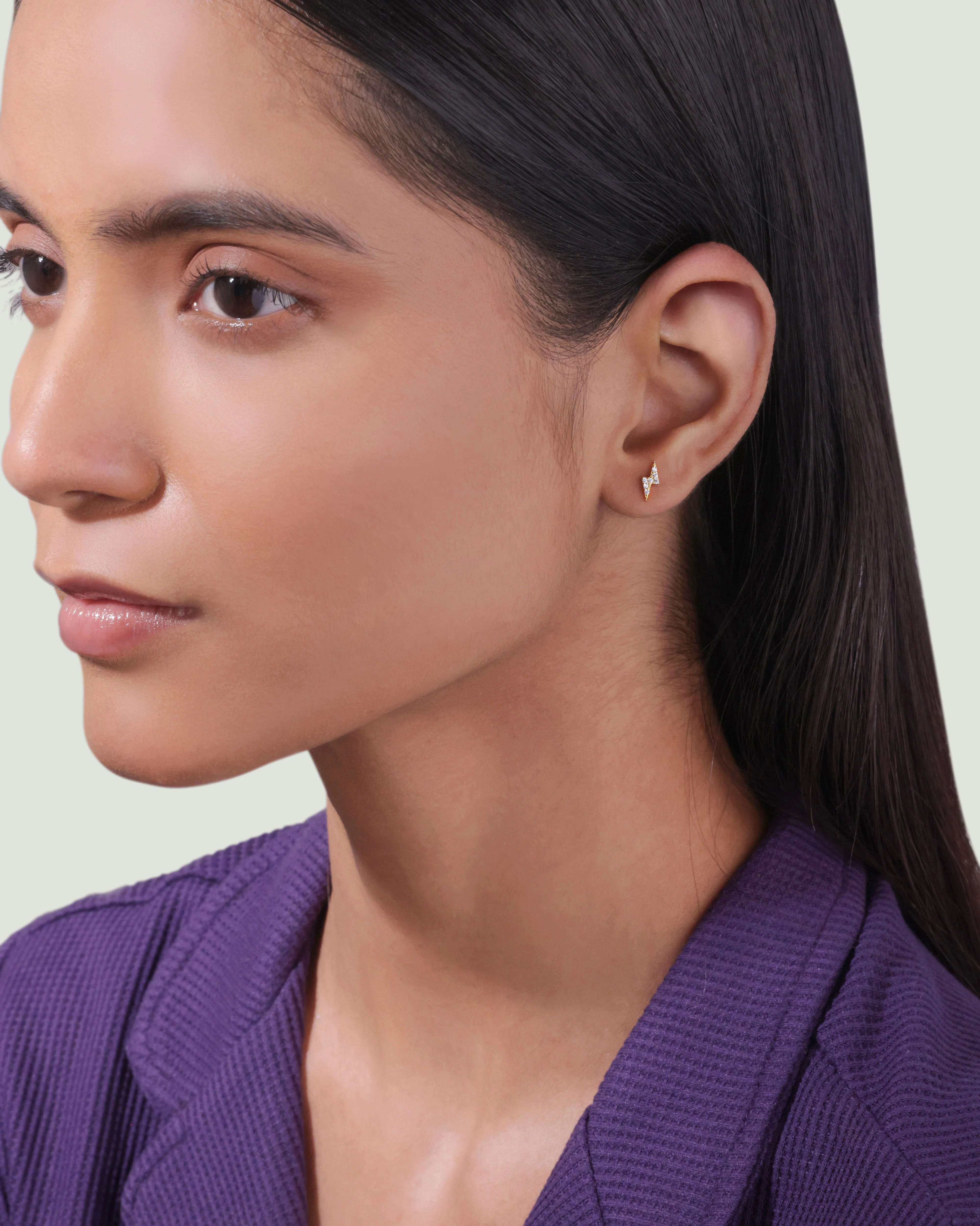Lightning Thunder Flat Back Screw Stud Earrings - Image 2