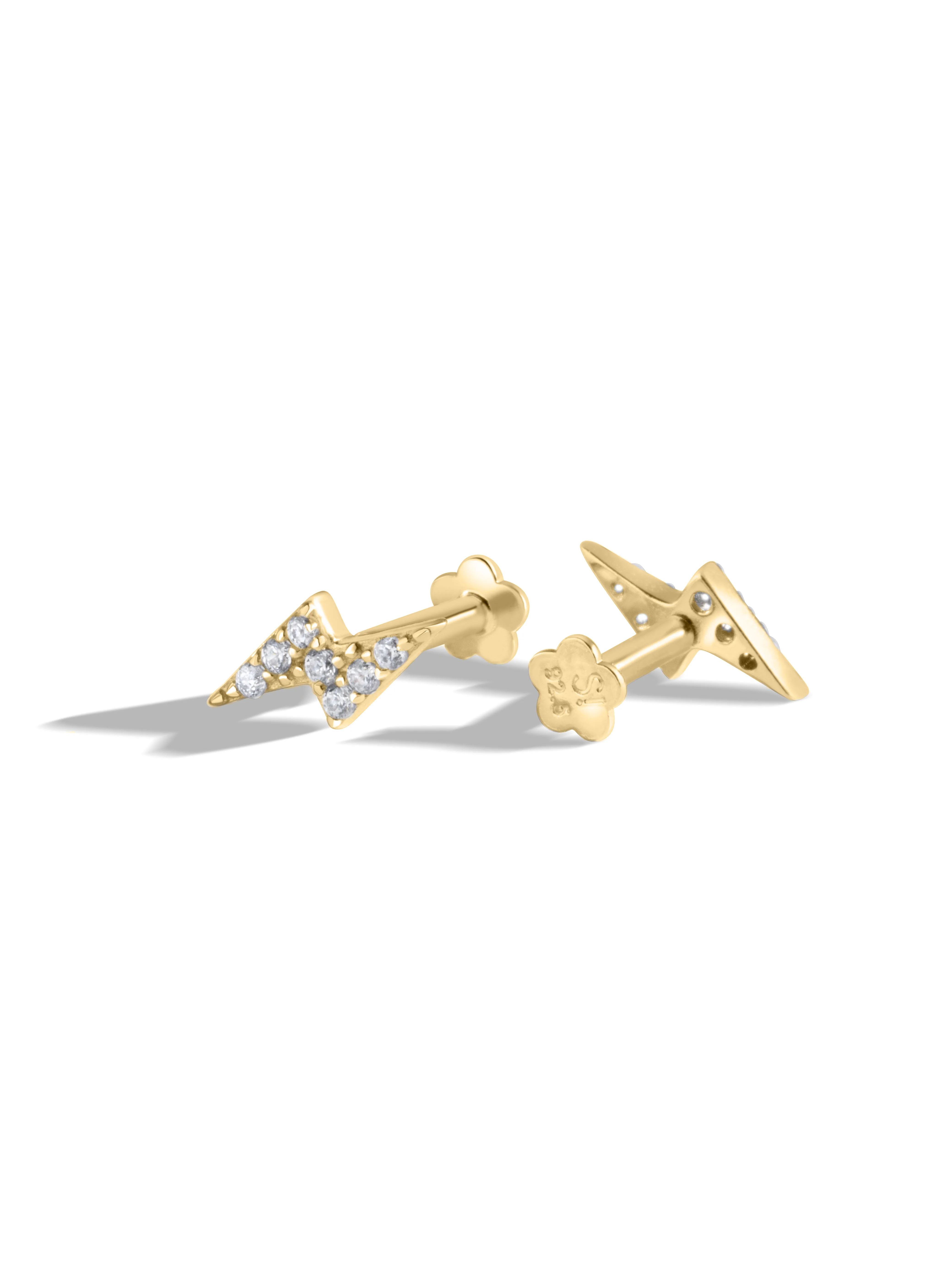 Lightning Thunder Flat Back Screw Stud Earrings - Image 3