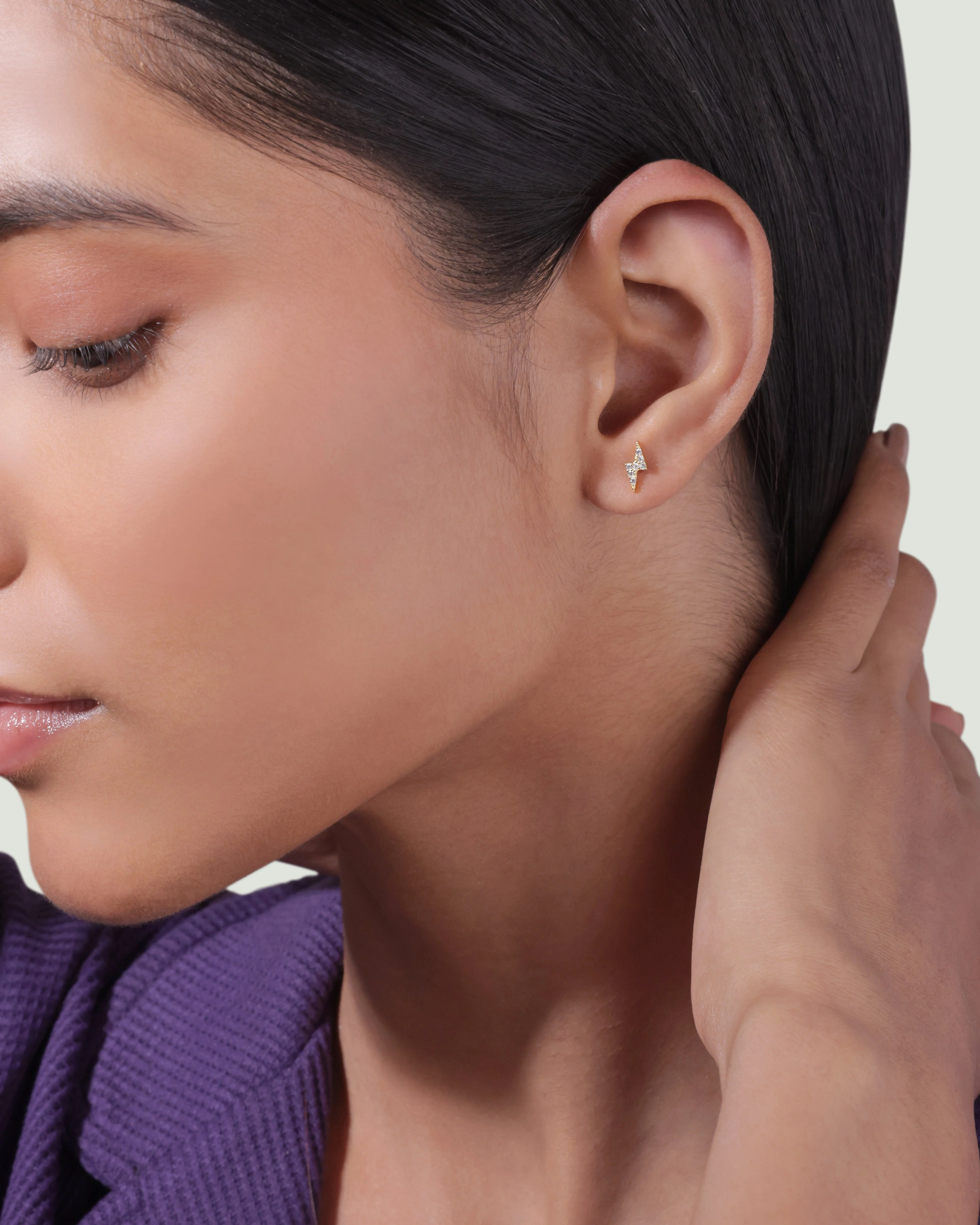 Lightning Thunder Flat Back Screw Stud Earrings - Image 4