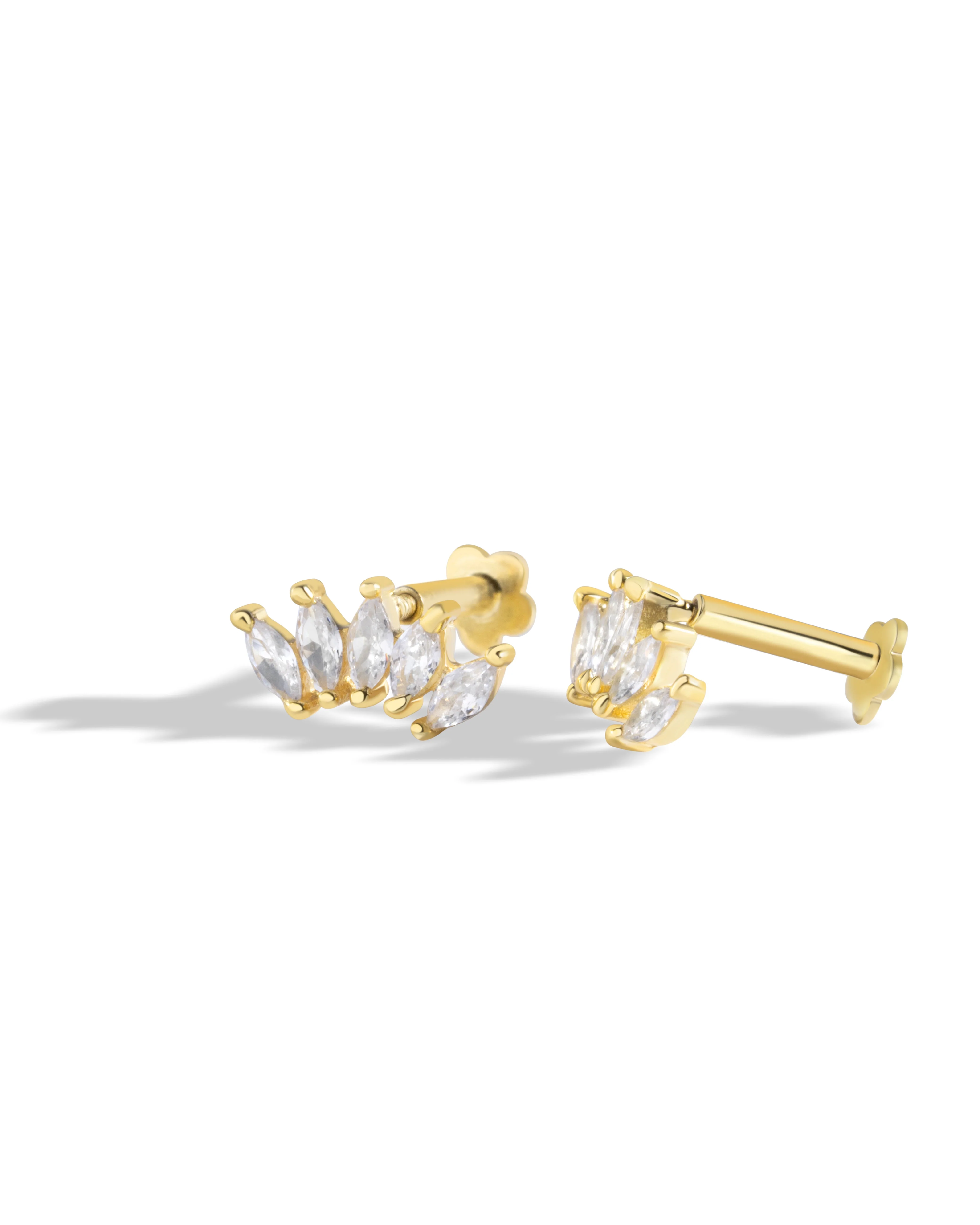 Marquise Crown Flat Back Screw Stud Earrings - Image 5
