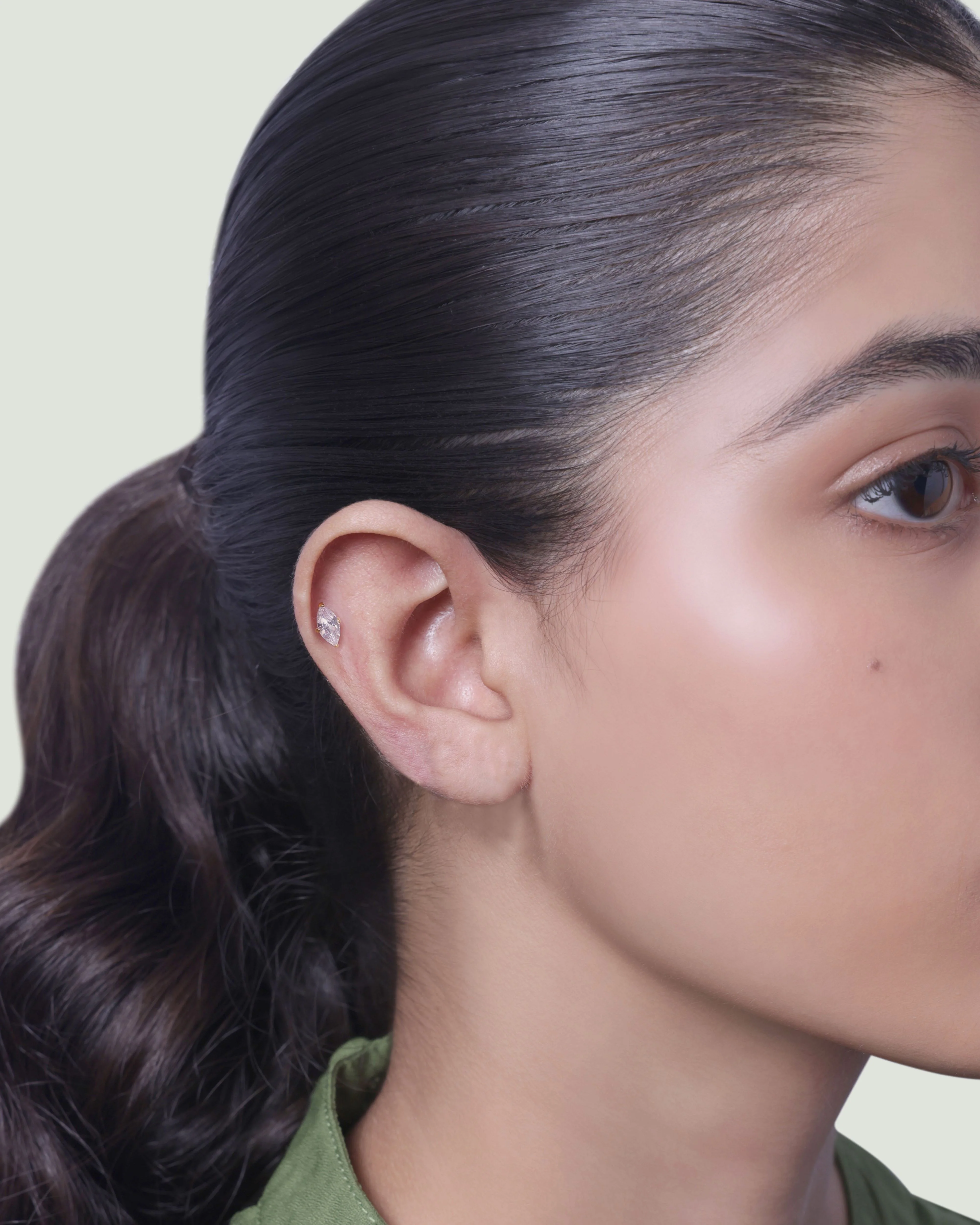 Single Marquise Stud Earrings - Image 2