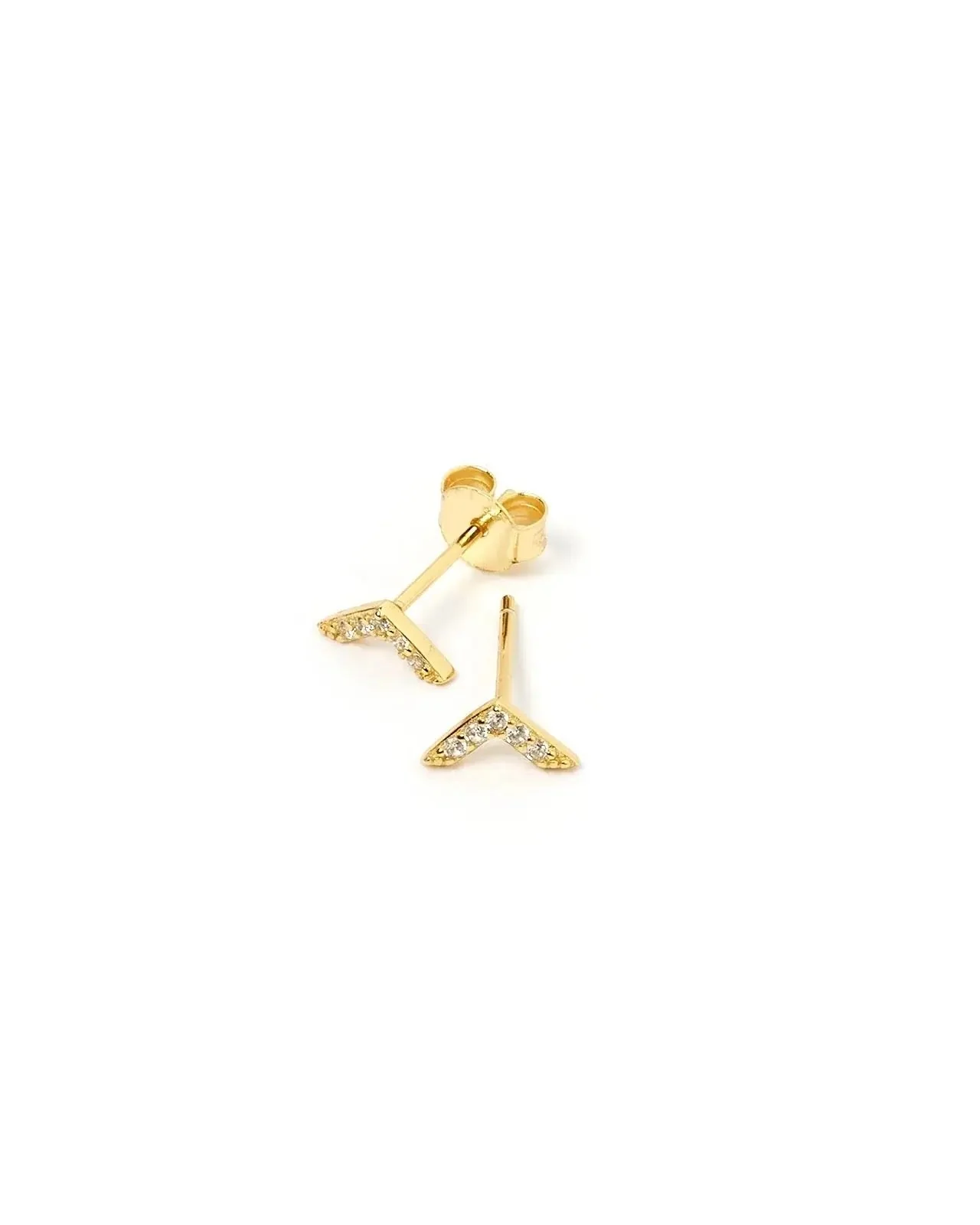 Pave' Zirconia Minimal Arrow Stud Earrings - Image 4