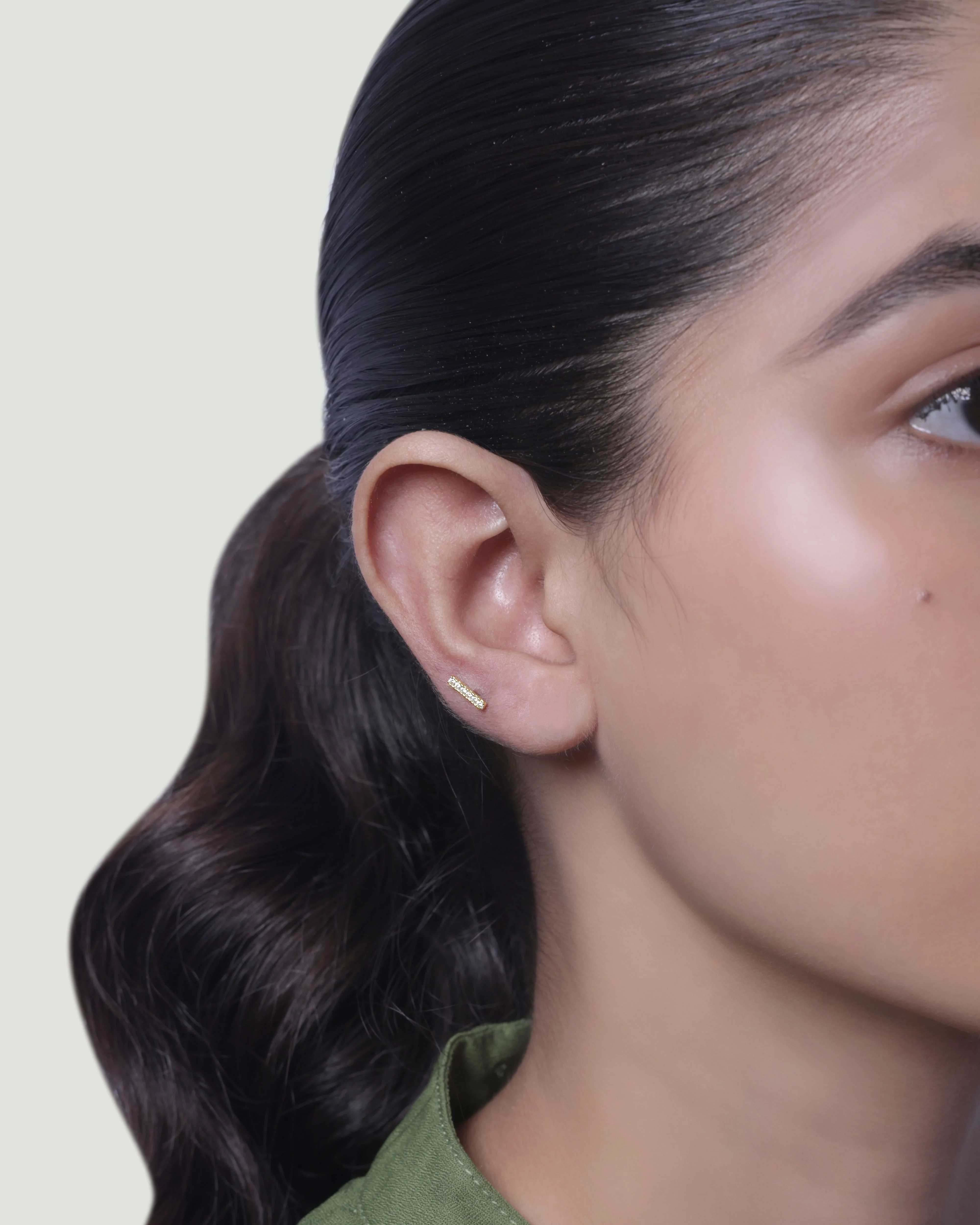 Minimal Zirconia Bar Studs Earrings - Image 2