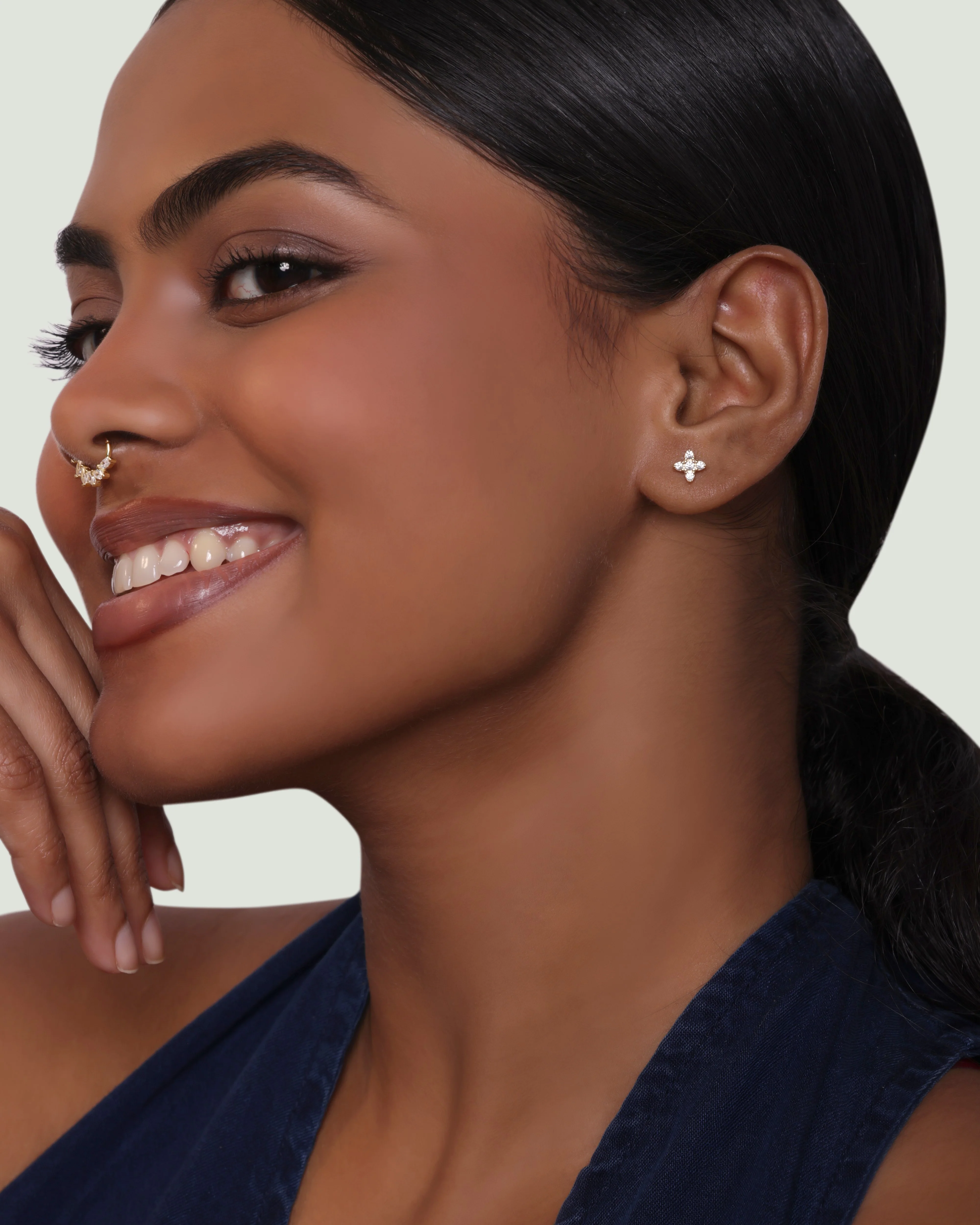 Quadra Bloom Flat Back Stud Earrings - Image 2