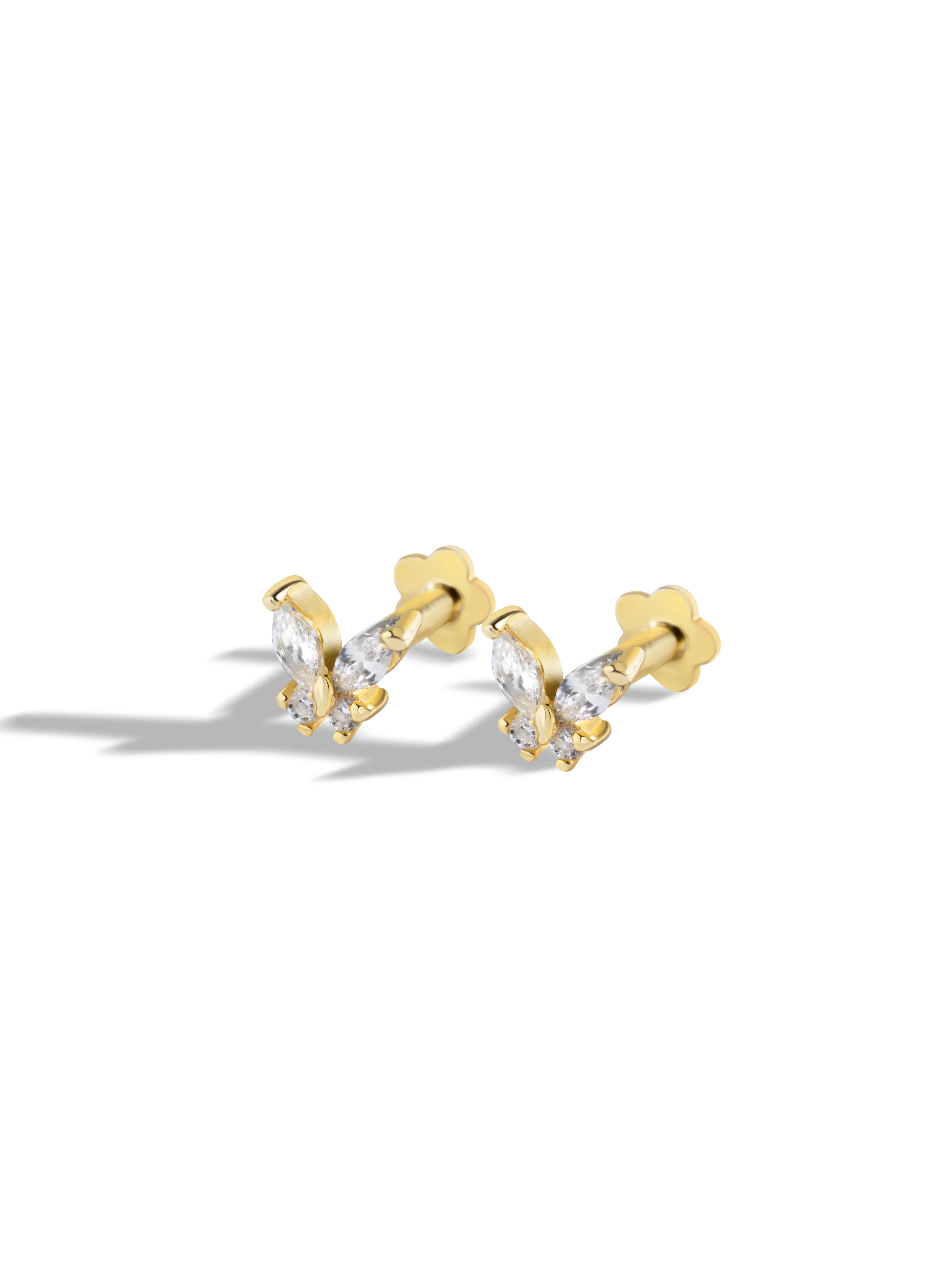 Radiant Butterfly Flat Back Screw Stud Earrings - Image 6