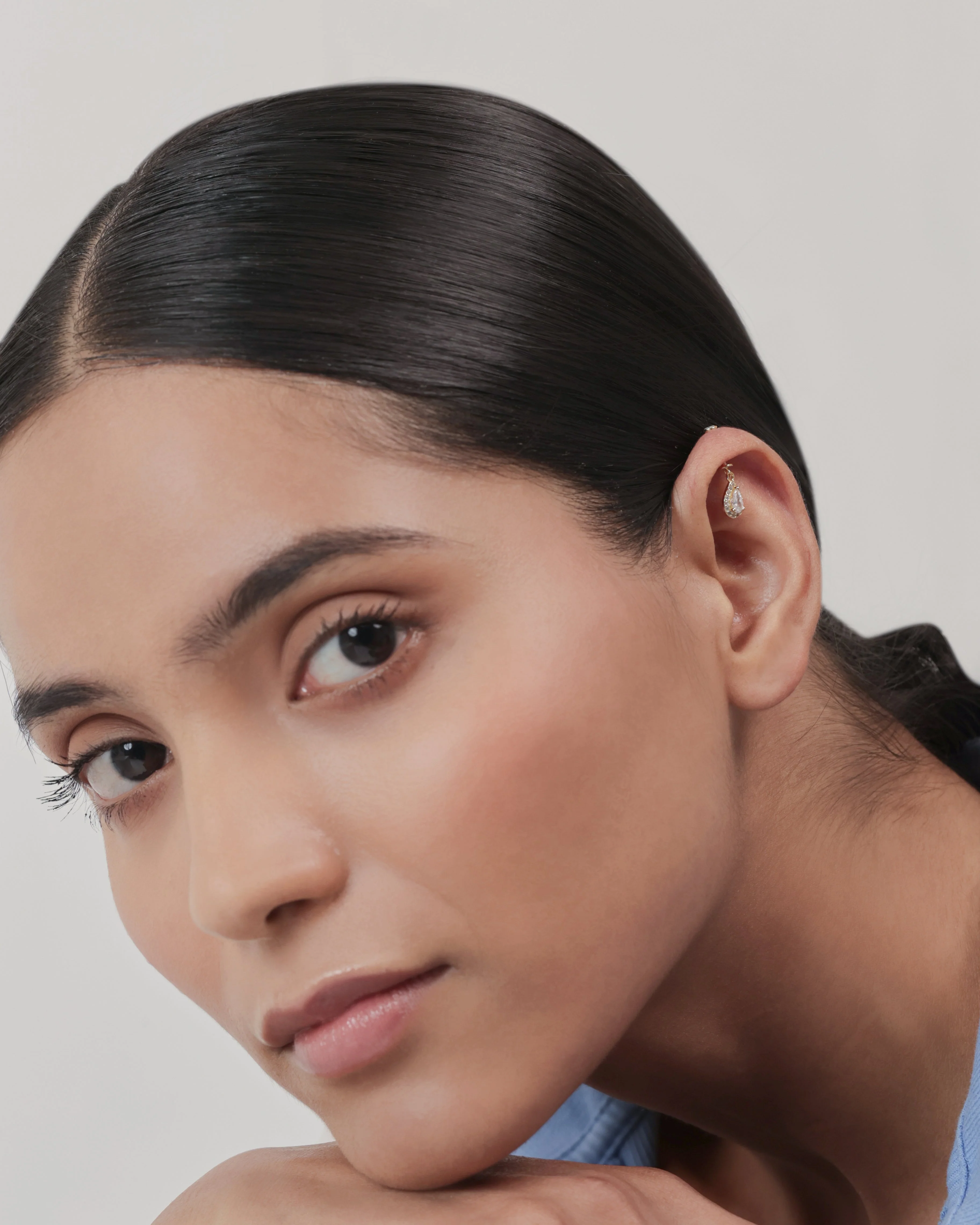 Solitaire Drop Helix Hanging Earrings - Image 2