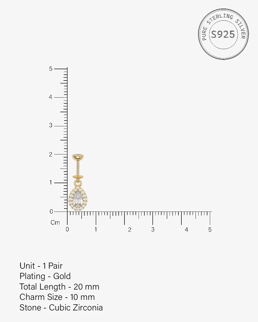 Solitaire Drop Helix Hanging Earrings - Image 4