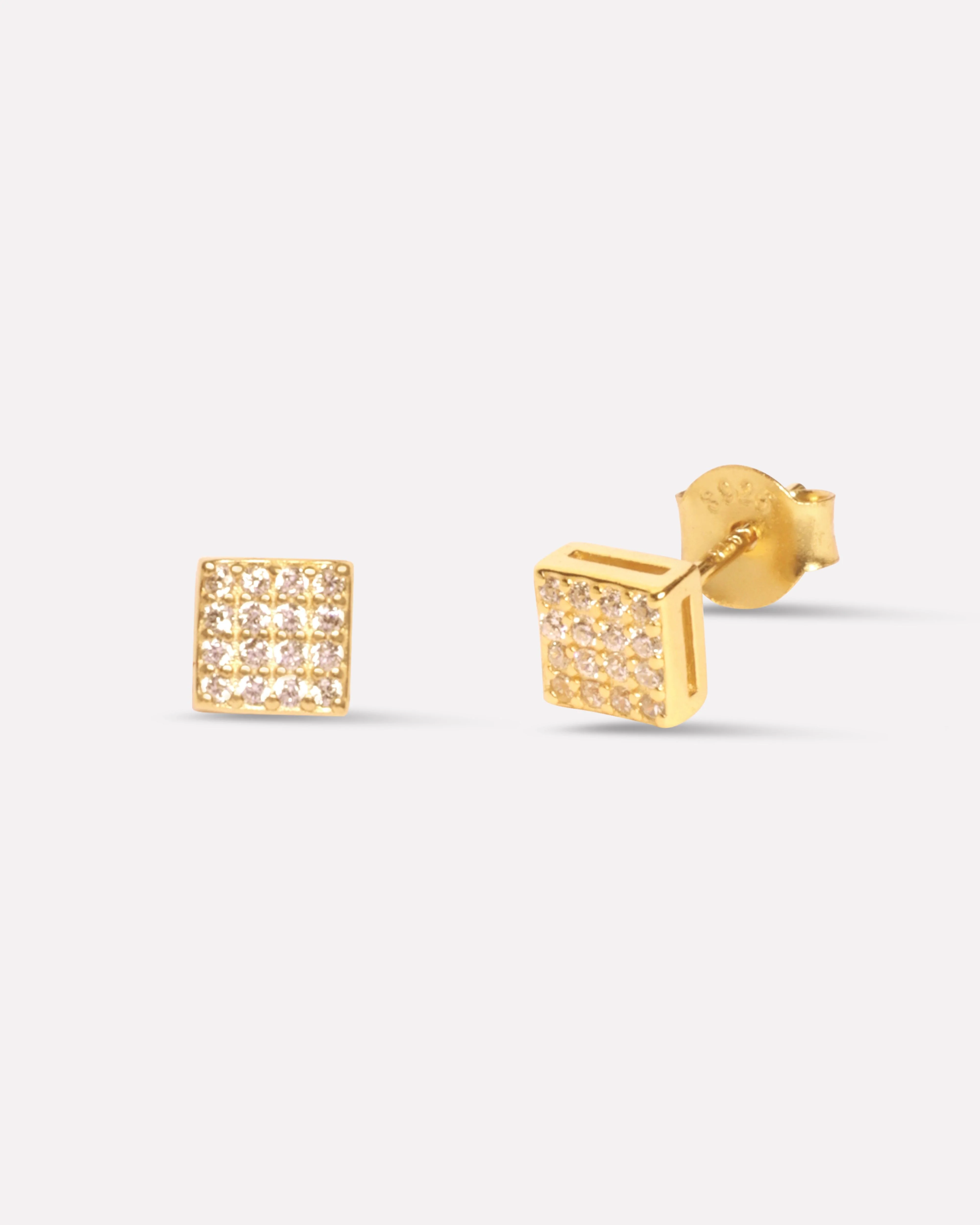 Square Paved Zirconia Stud Earrings - Image 4