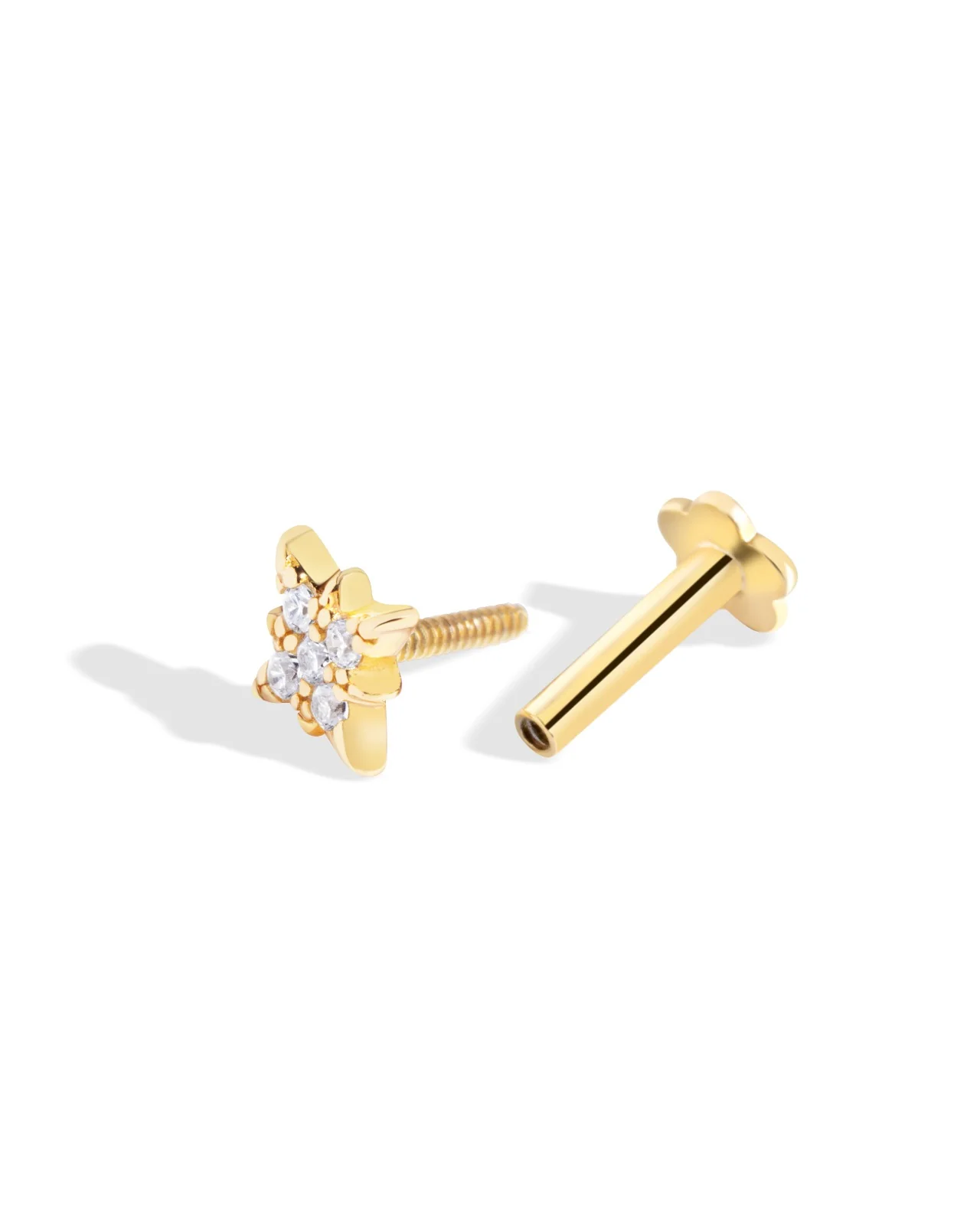 Zirconia Star Flat Back South Screw Stud Earrings - Image 3