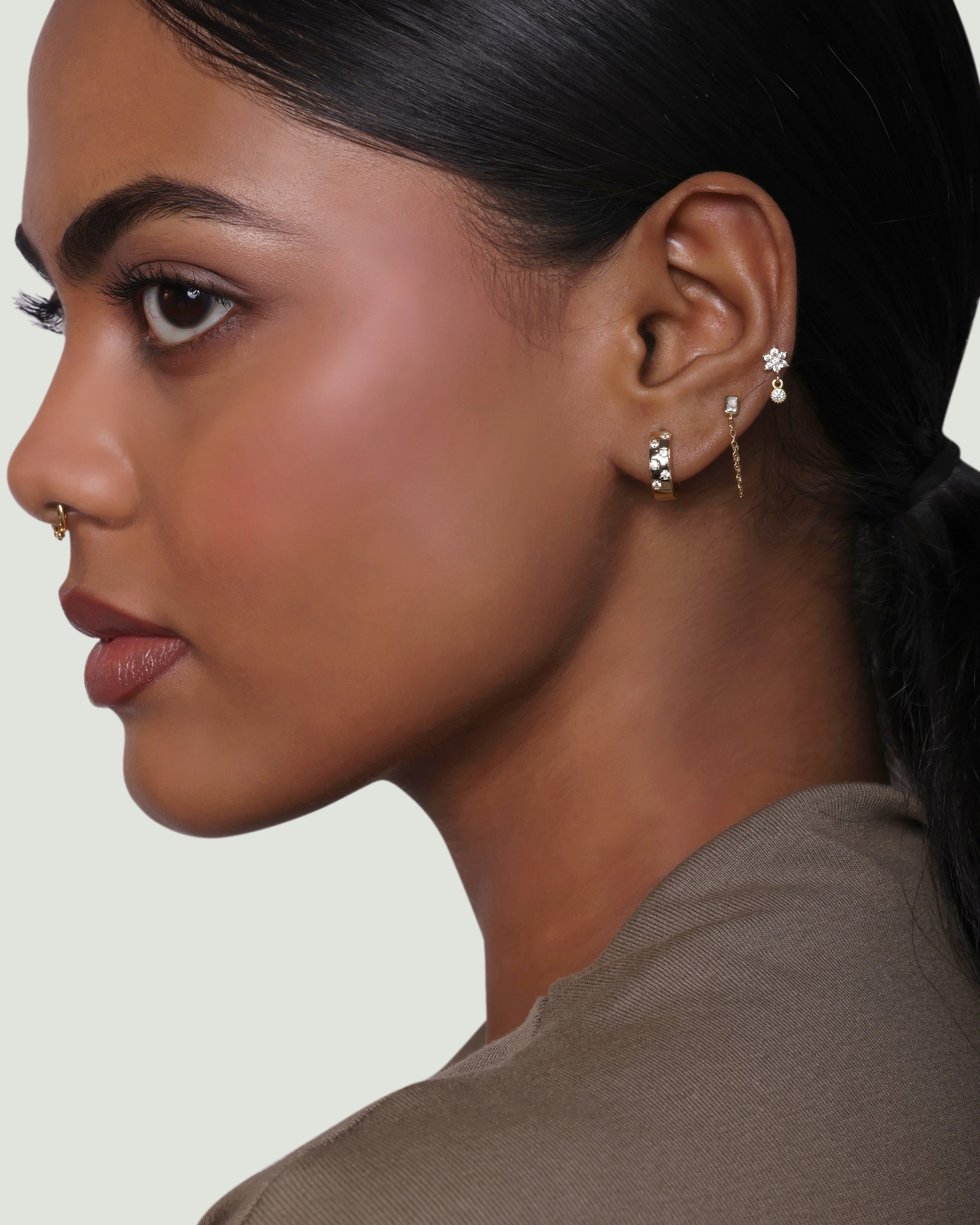 Starlit Checkmate Hoop Earrings - Image 4