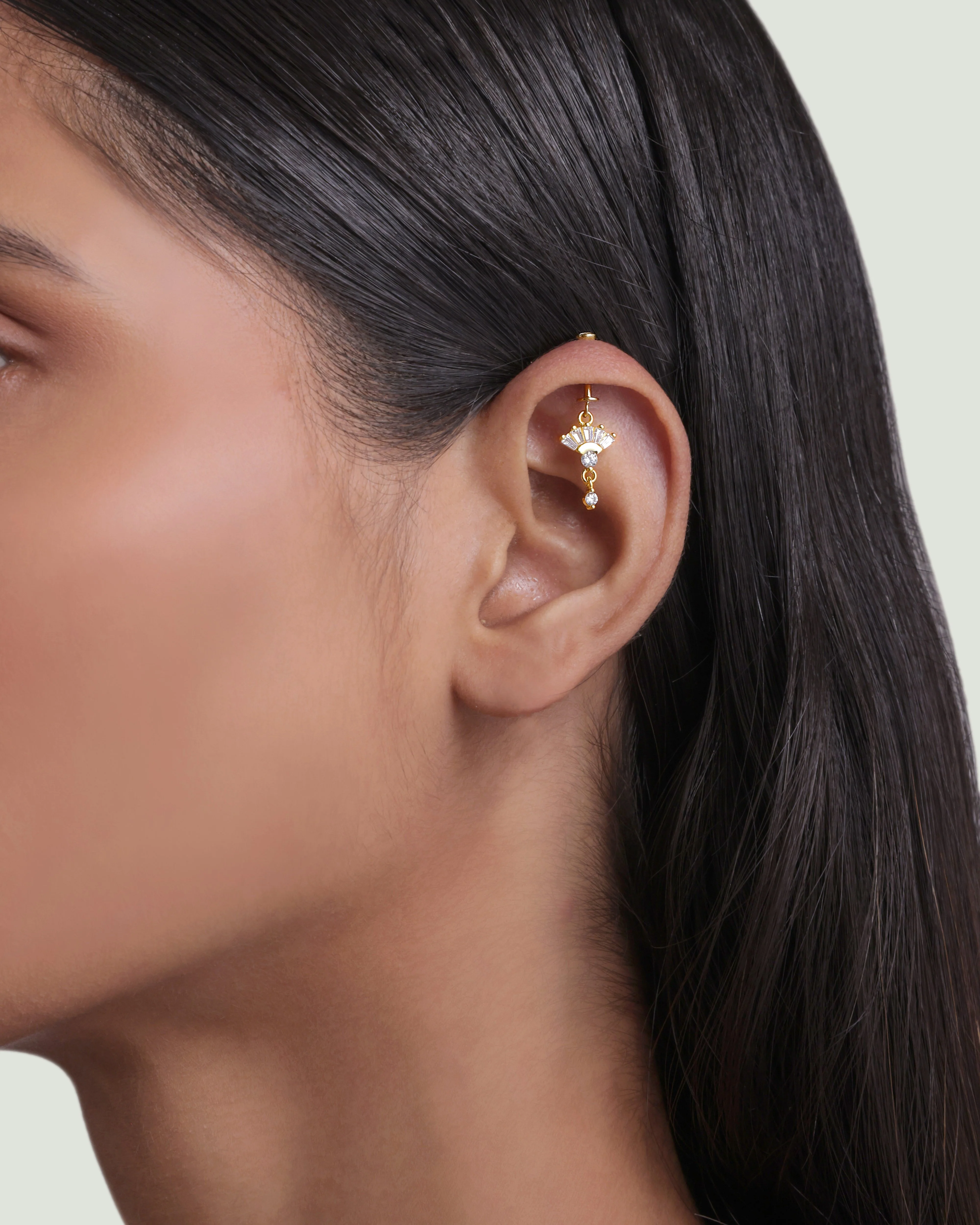 Zirconia Umbrella Helix Hanging Earrings - Image 4