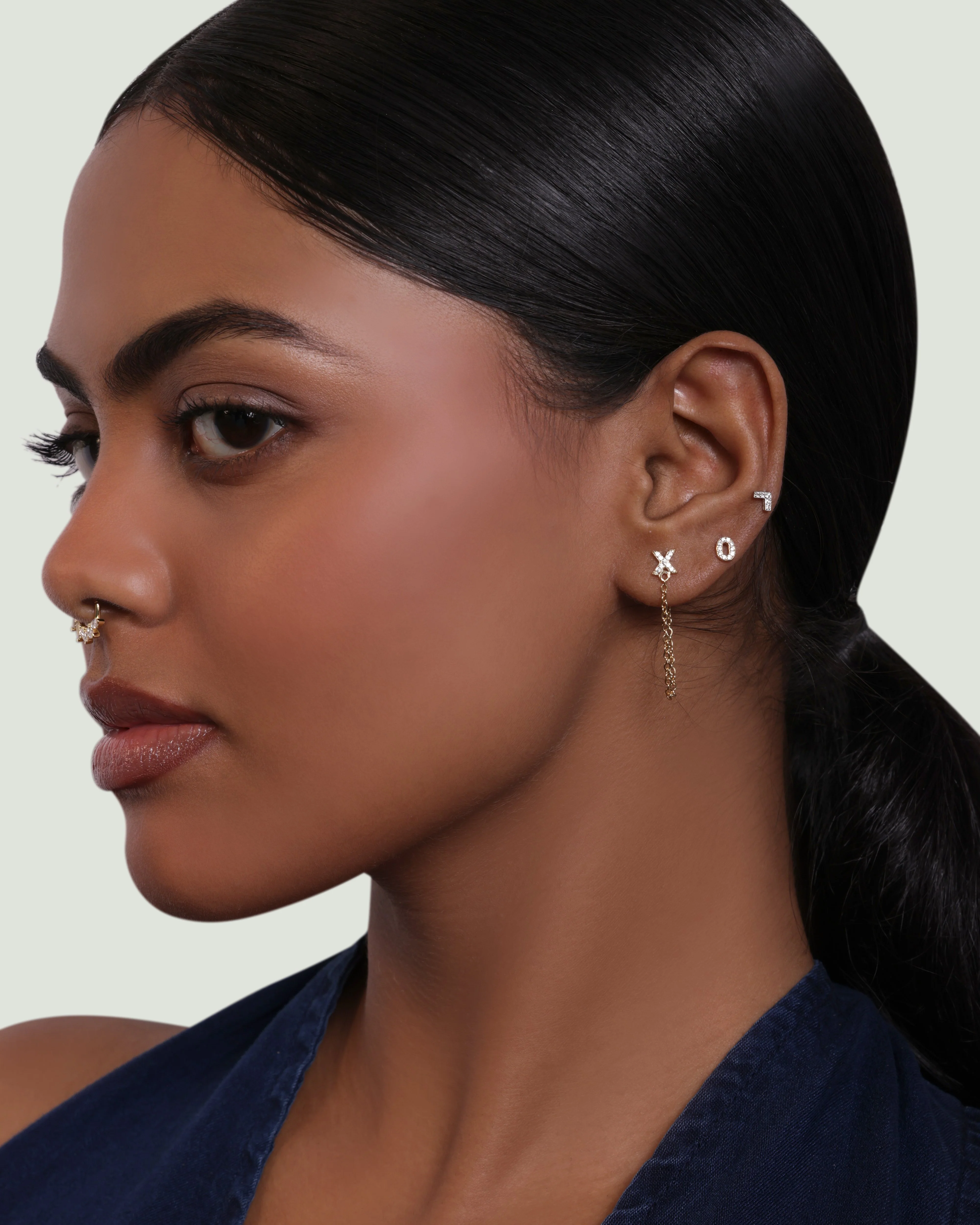 Xo - 3 In 1 Chain Connector Earrings - Image 3