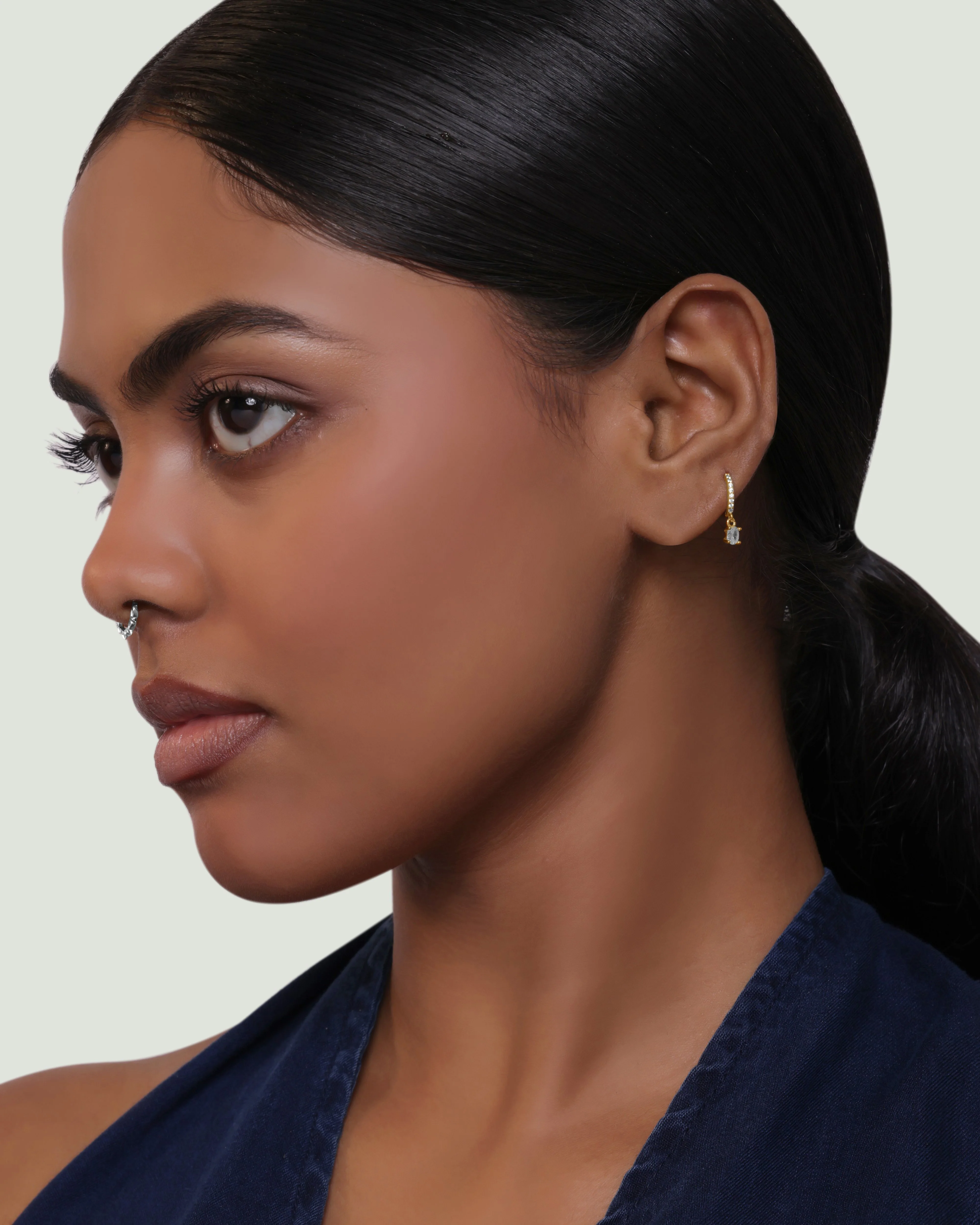 Zircon With Mini Hoop Earrings - Image 3
