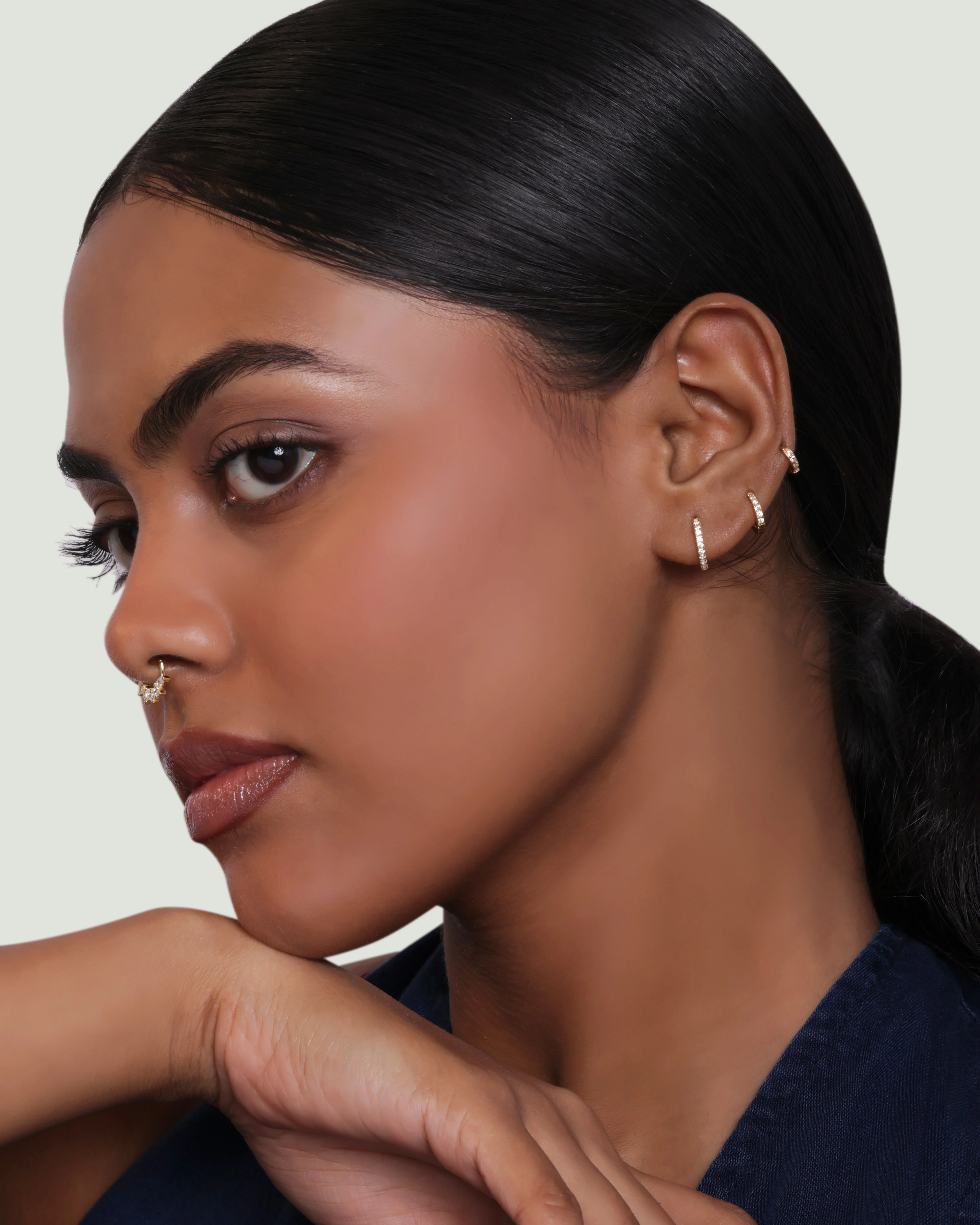 Zirconia Statement Round Hoop Earrings Multiple Size - Image 4