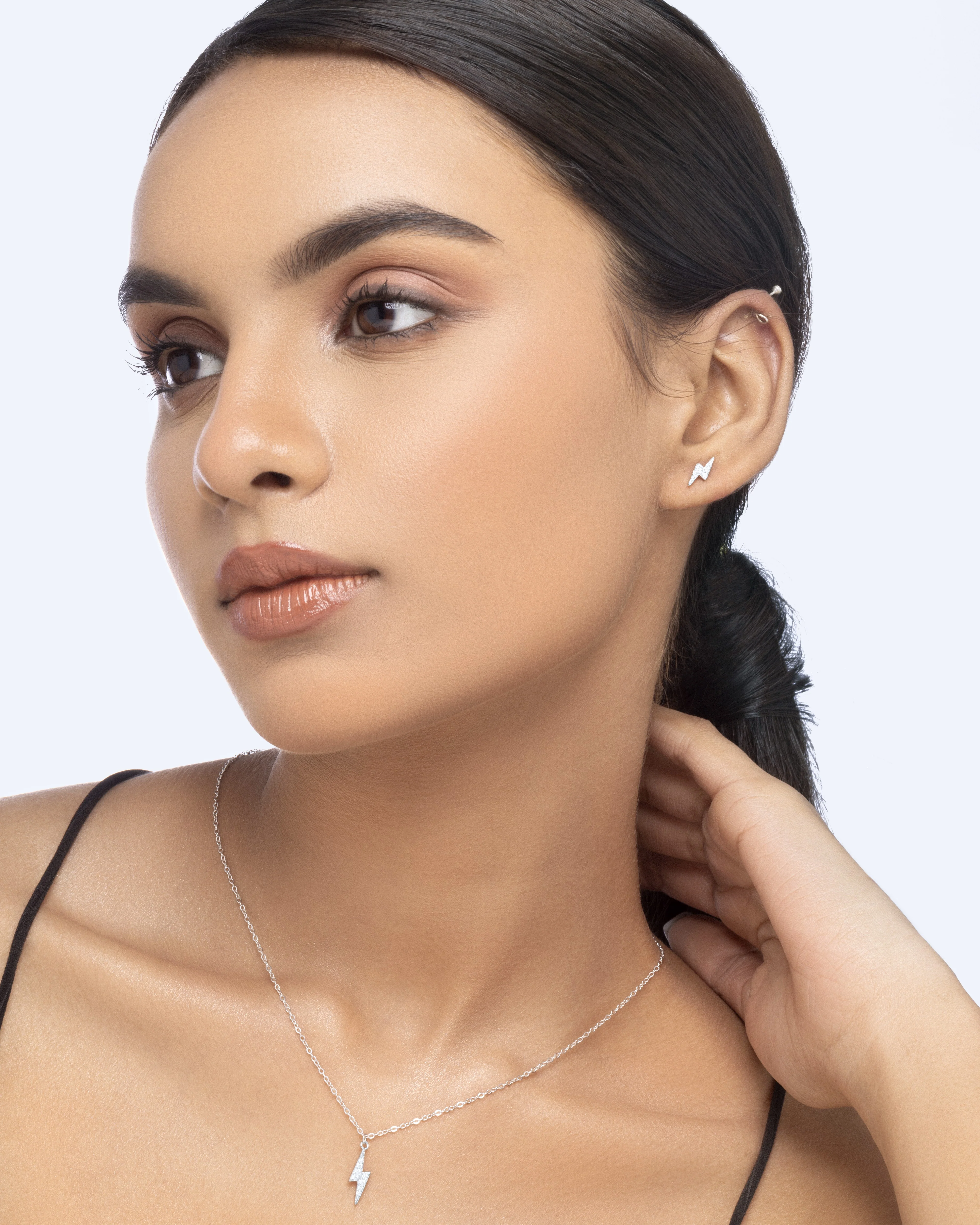 Minimal Dainty Thunder Charm Necklace - Image 2