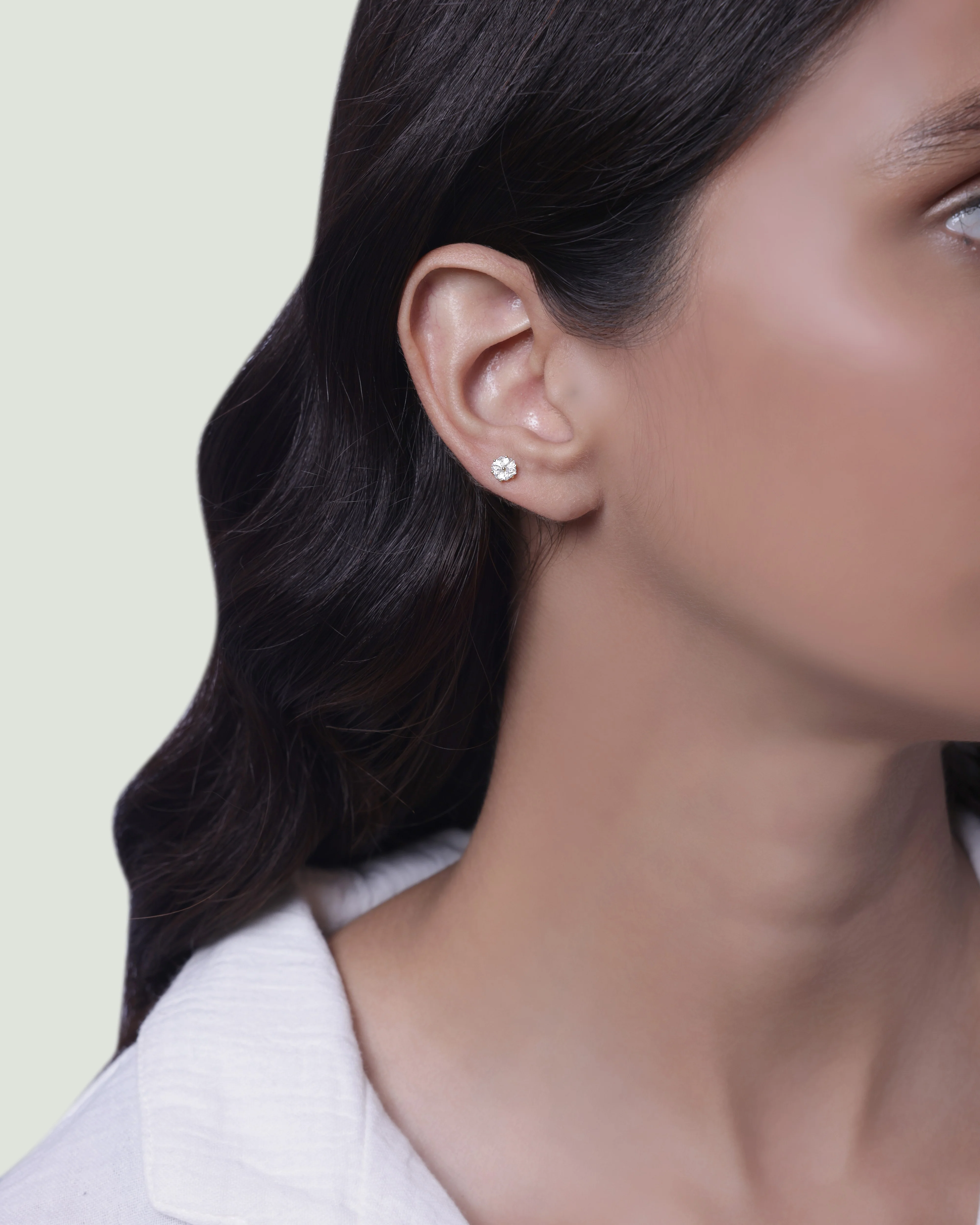 Zirconia Bouquet Floral Flat Back Stud Earrings - Image 2