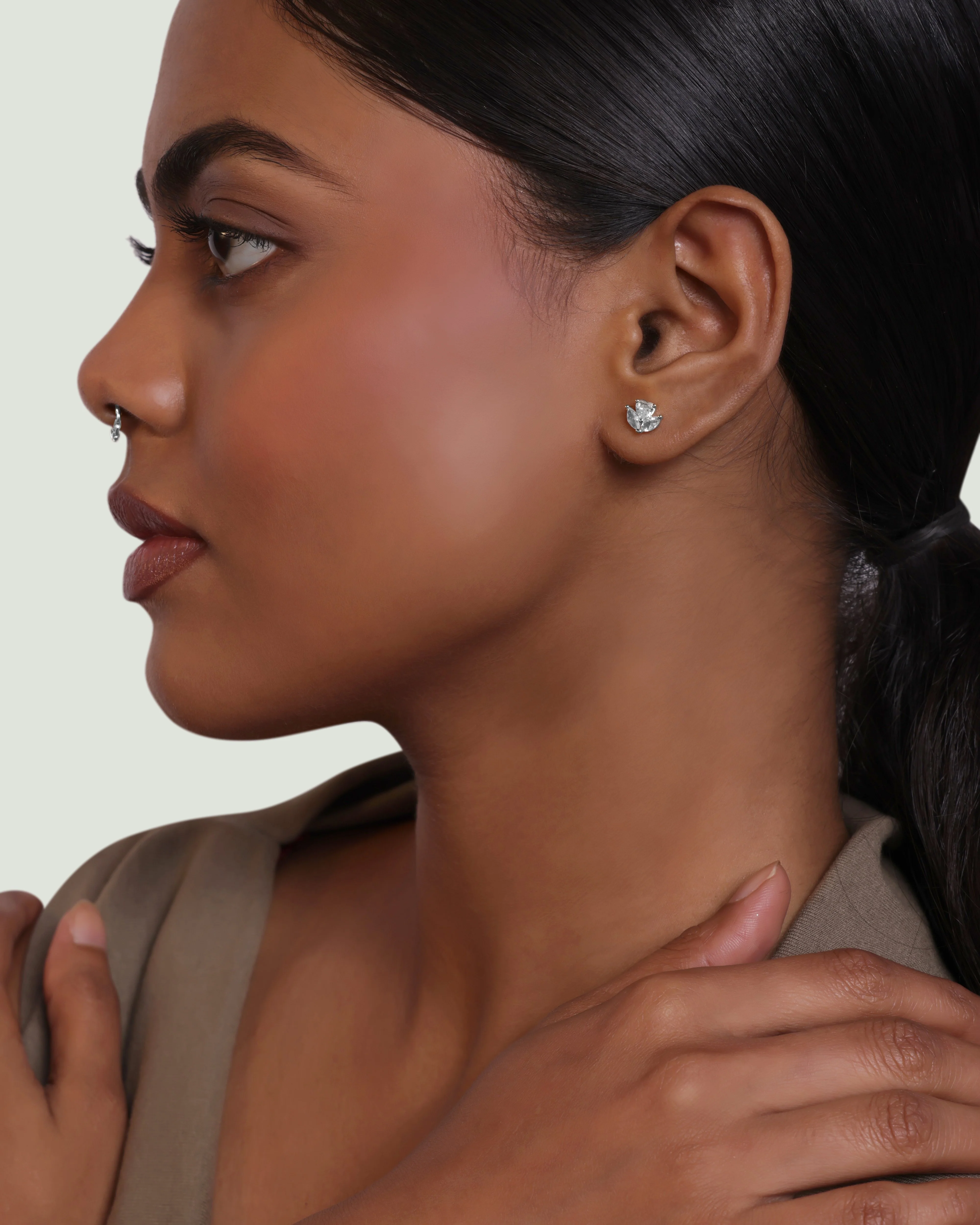 Cupid Rose Flat Back Stud Earrings - Image 2