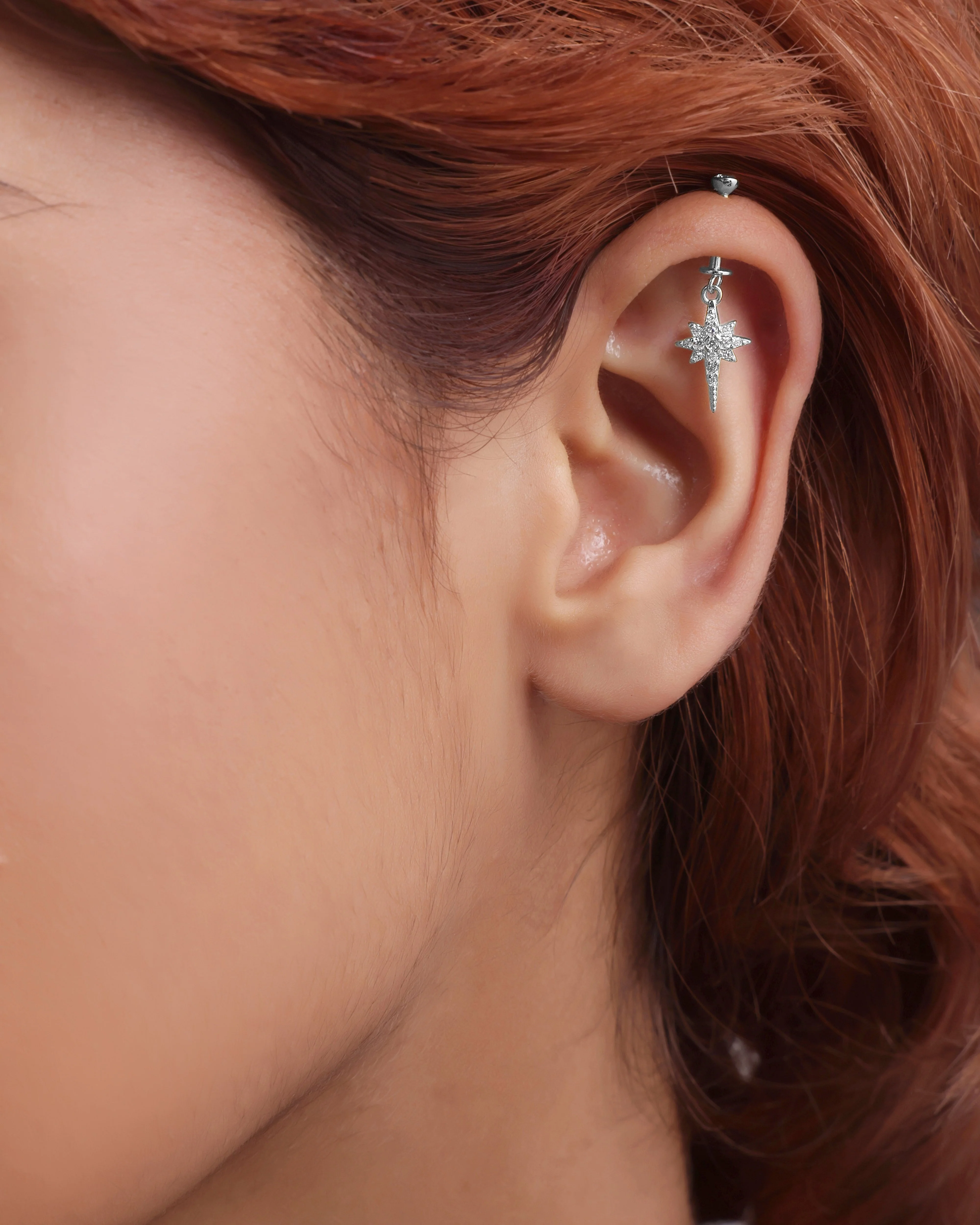 Elongated Star Helix Hanging Earrings - Image 4