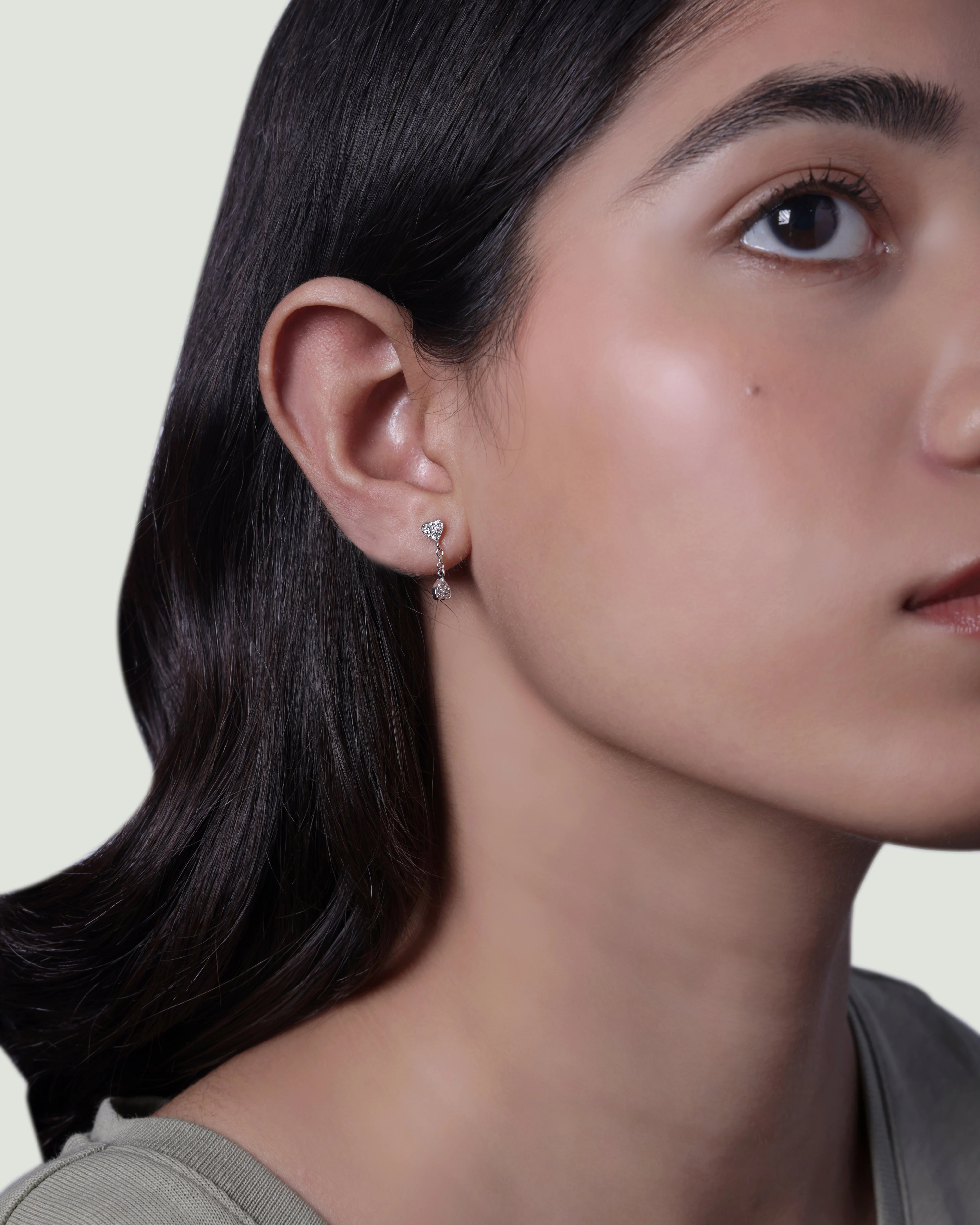 Inverse Heart Drop Stud Earrings - Image 3