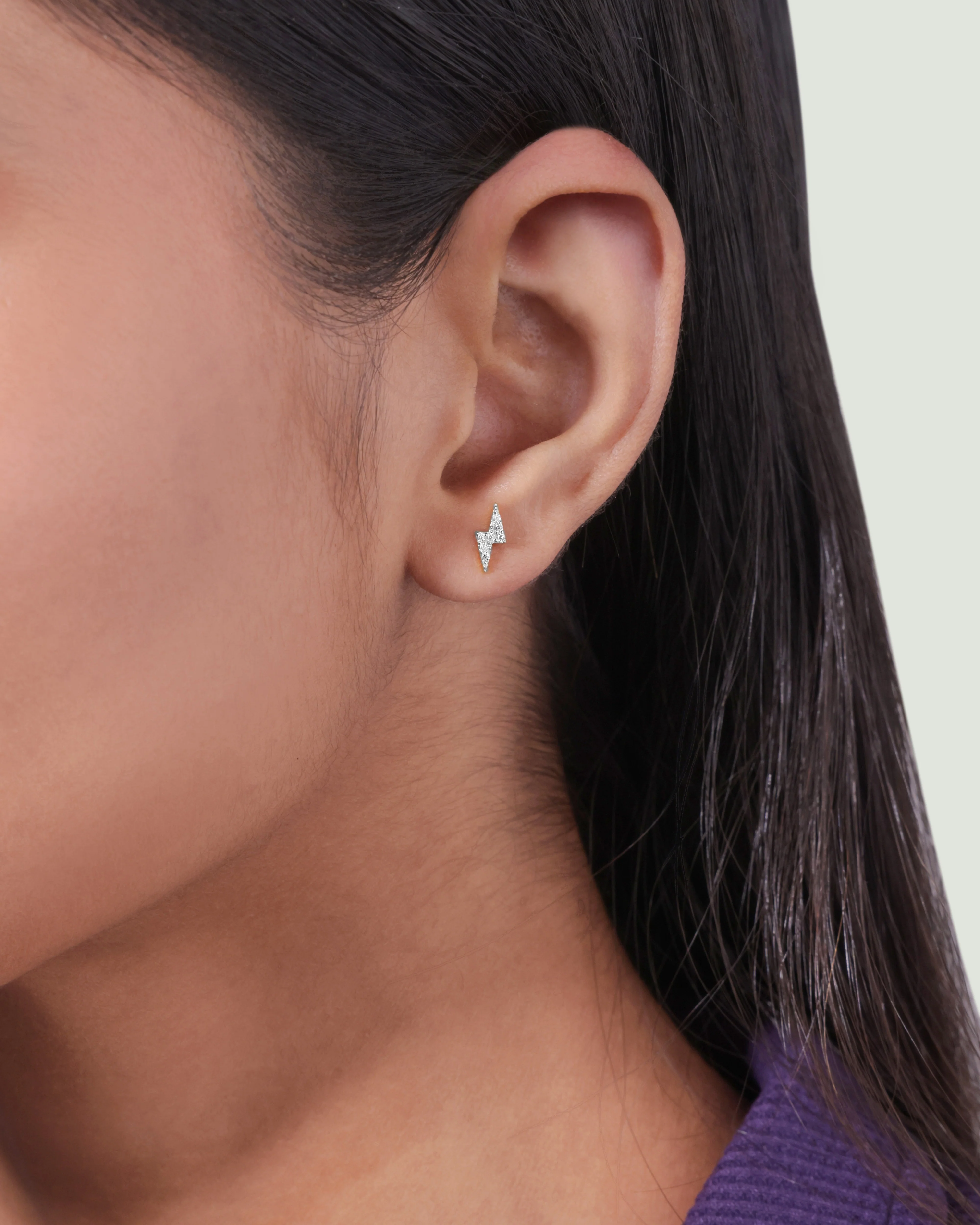 Lightning Thunder Flat Back Screw Stud Earrings - Image 6