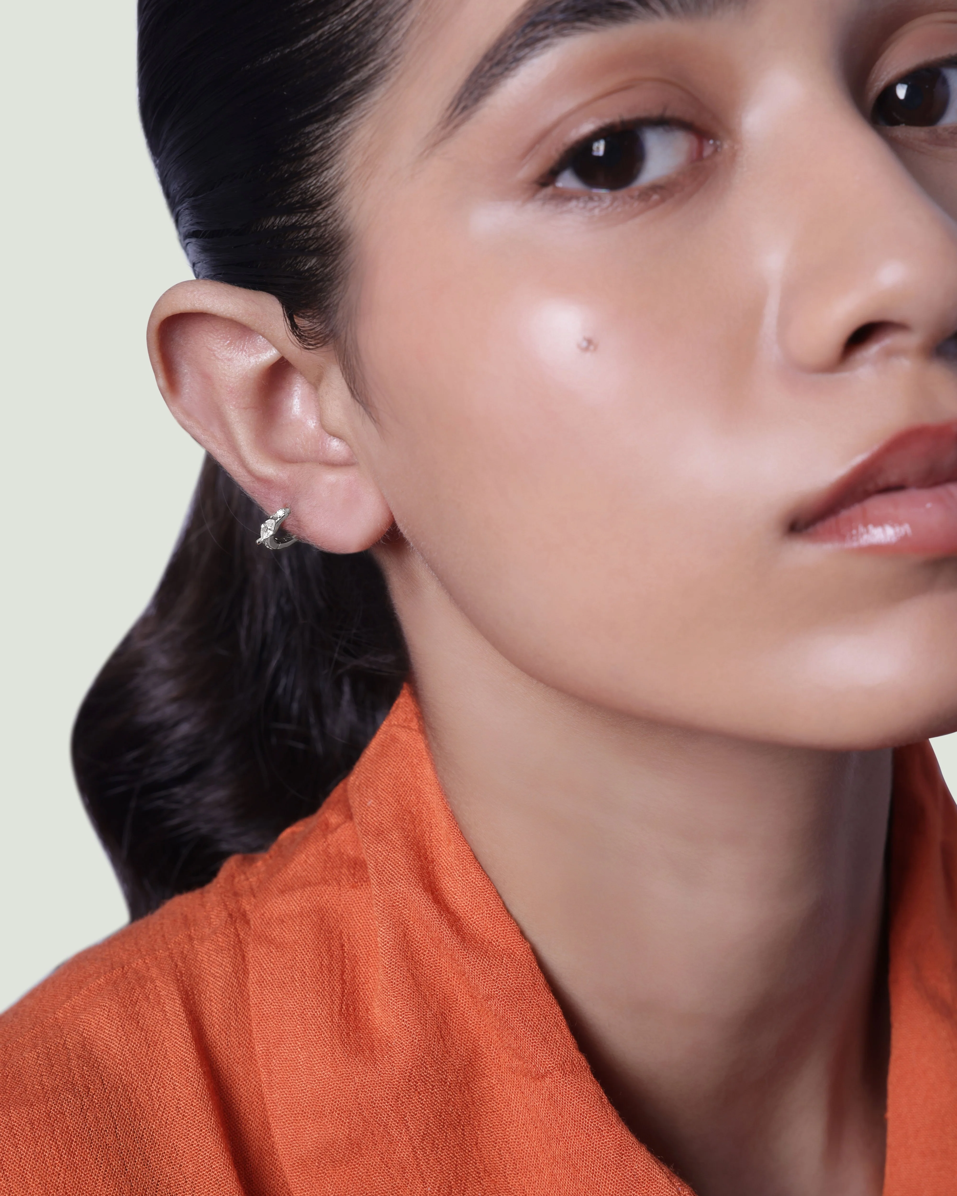 Marquise Pave' Hoop Earrings - Image 2