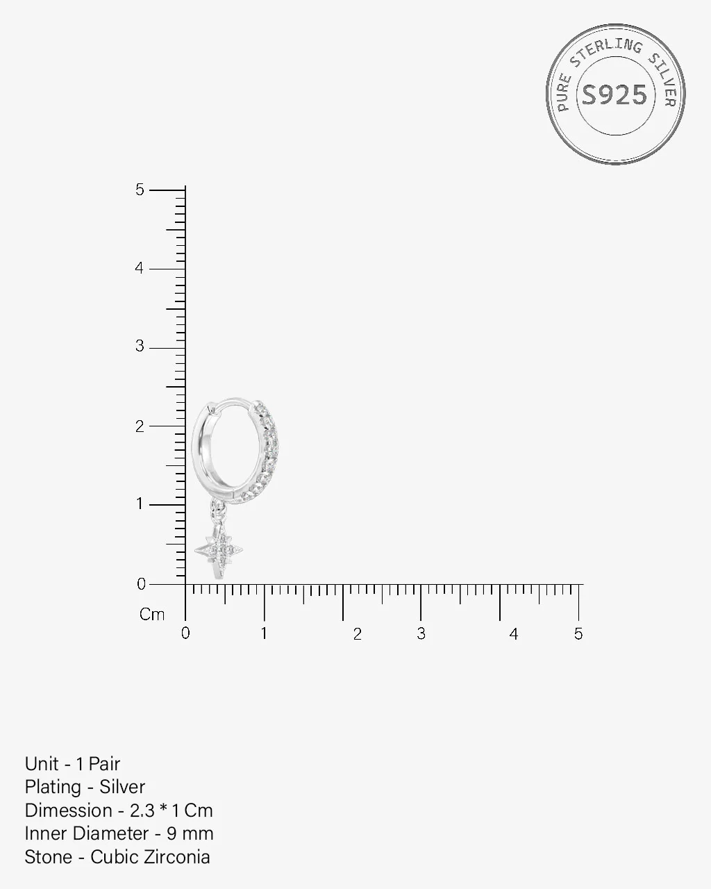 Mini Five Star Hoop Earrings - Image 6