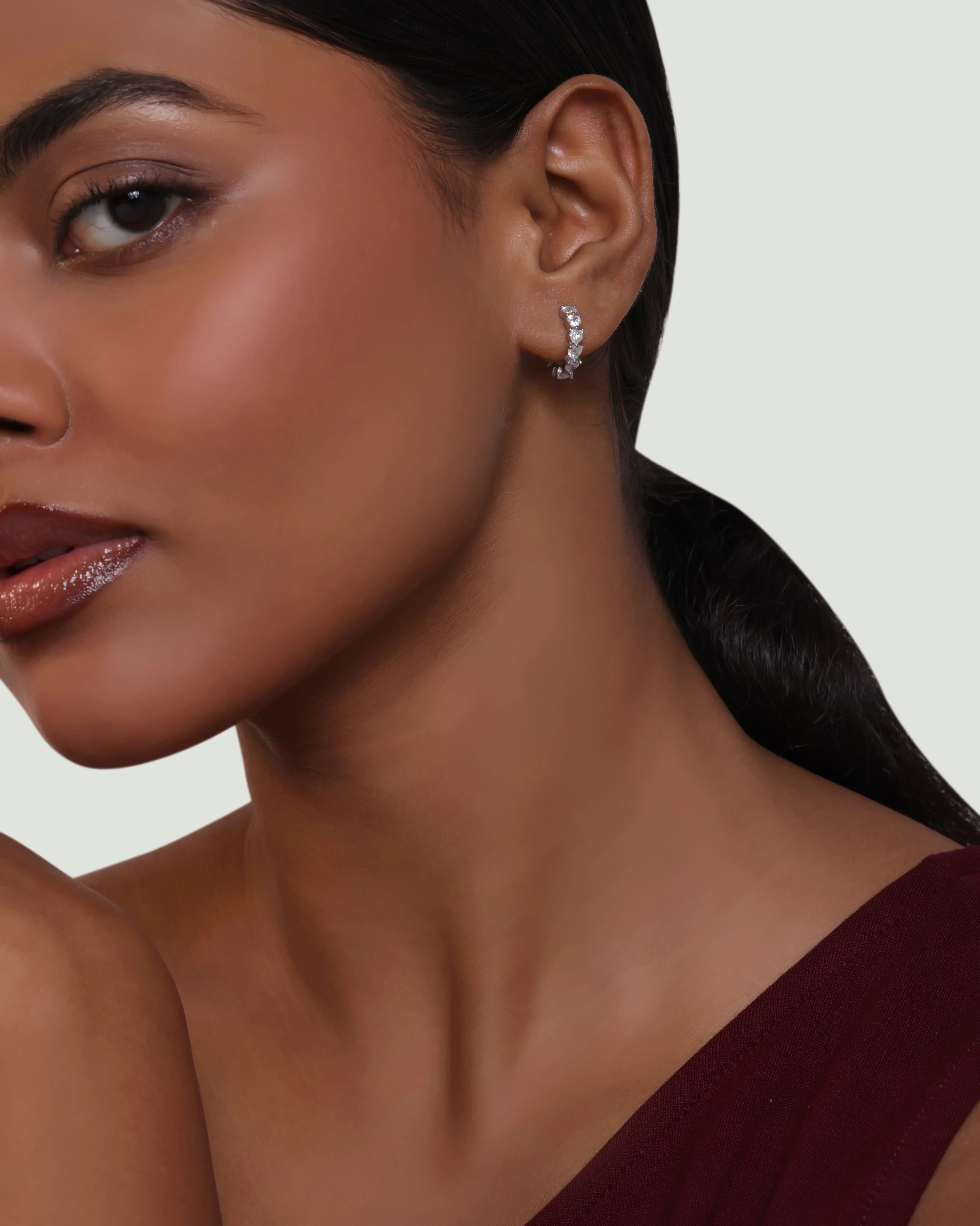 Eternal Multi Heart Stone Hoop Earrings - Image 2