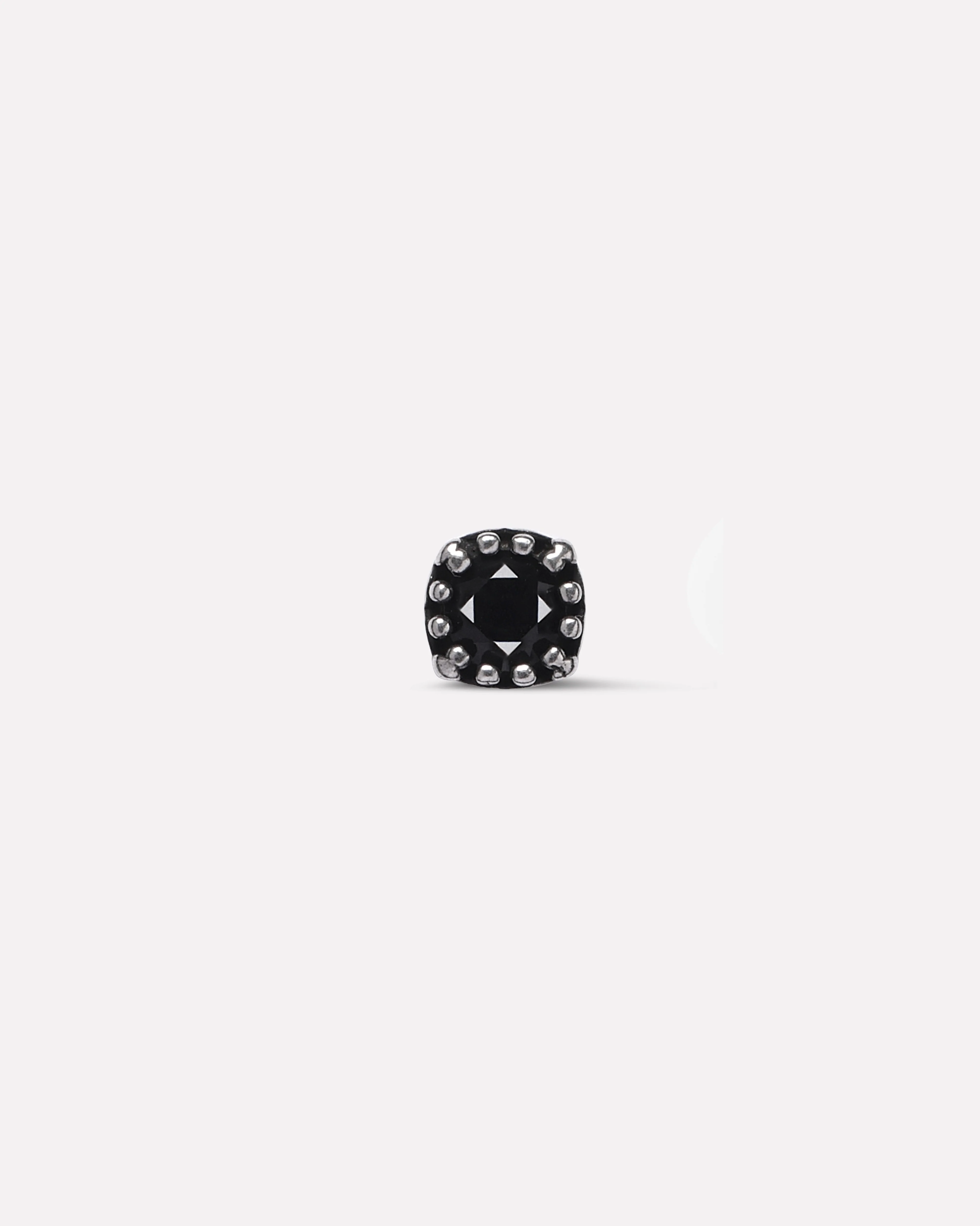 Silver Claw Black Zirconia Stone Stud Earrings For Men's - Image 2
