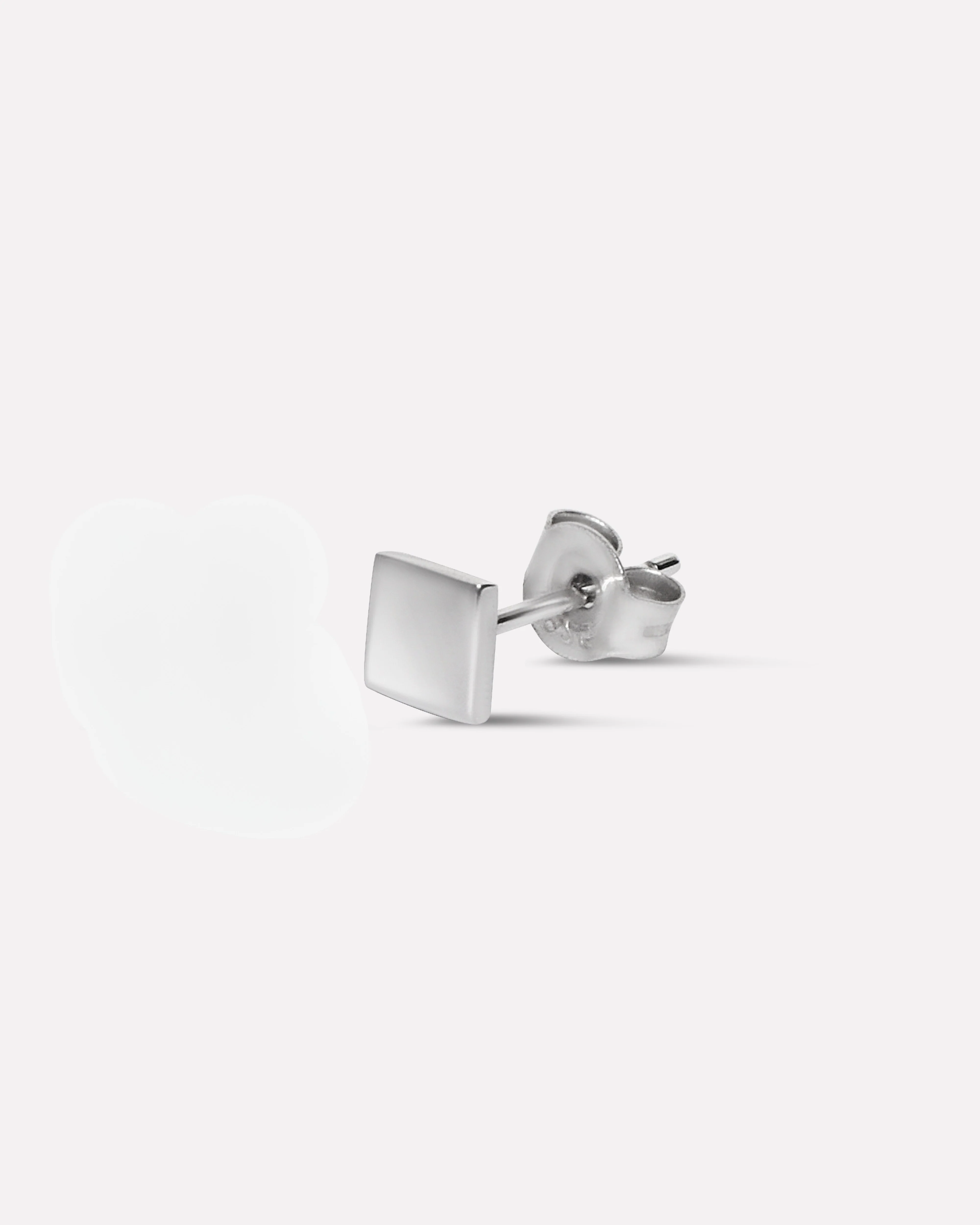 Silver Geometric Square Stud Men's Earrings - Image 3
