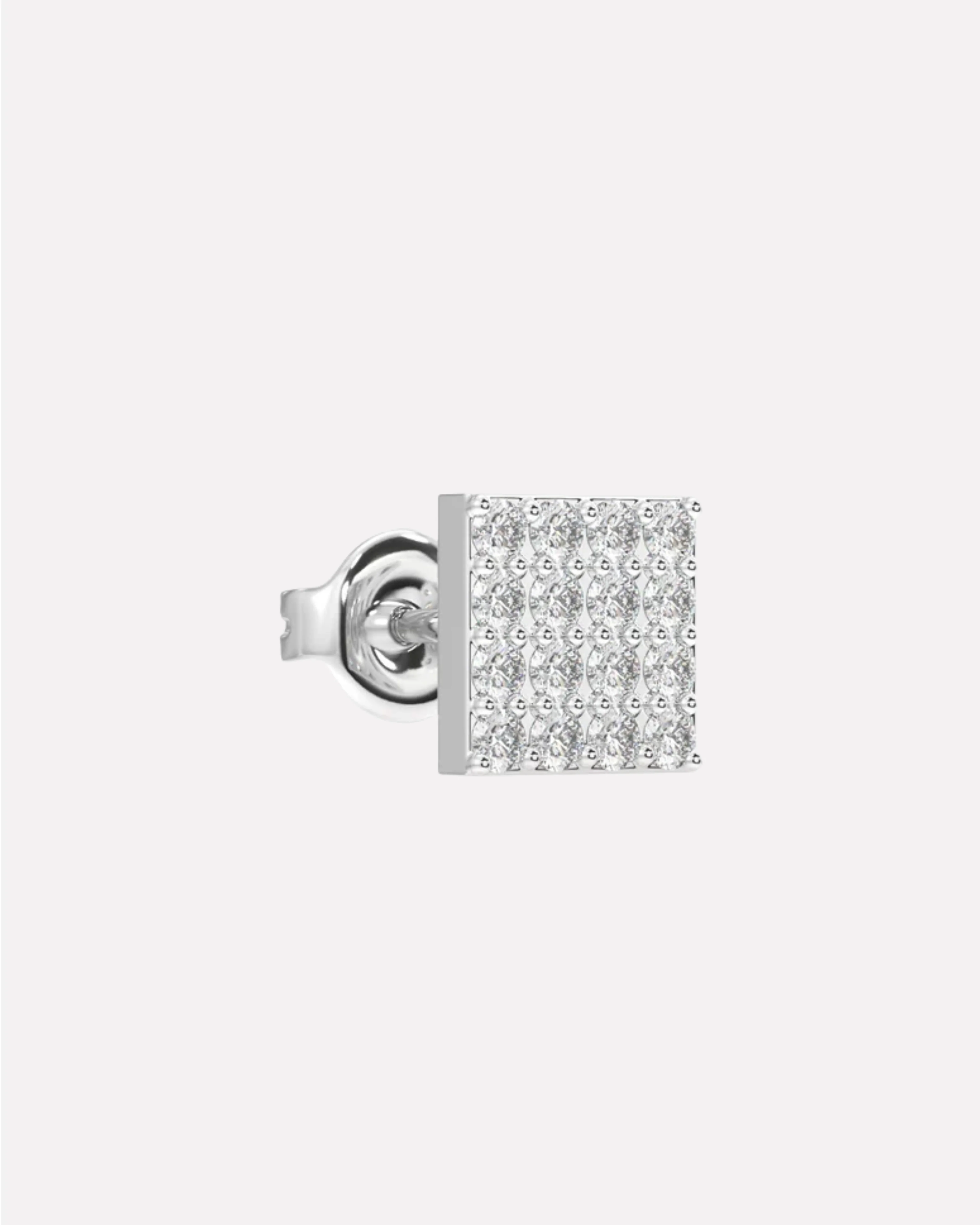 Radiant Square Silver Stud Men's Earrings - Image 4