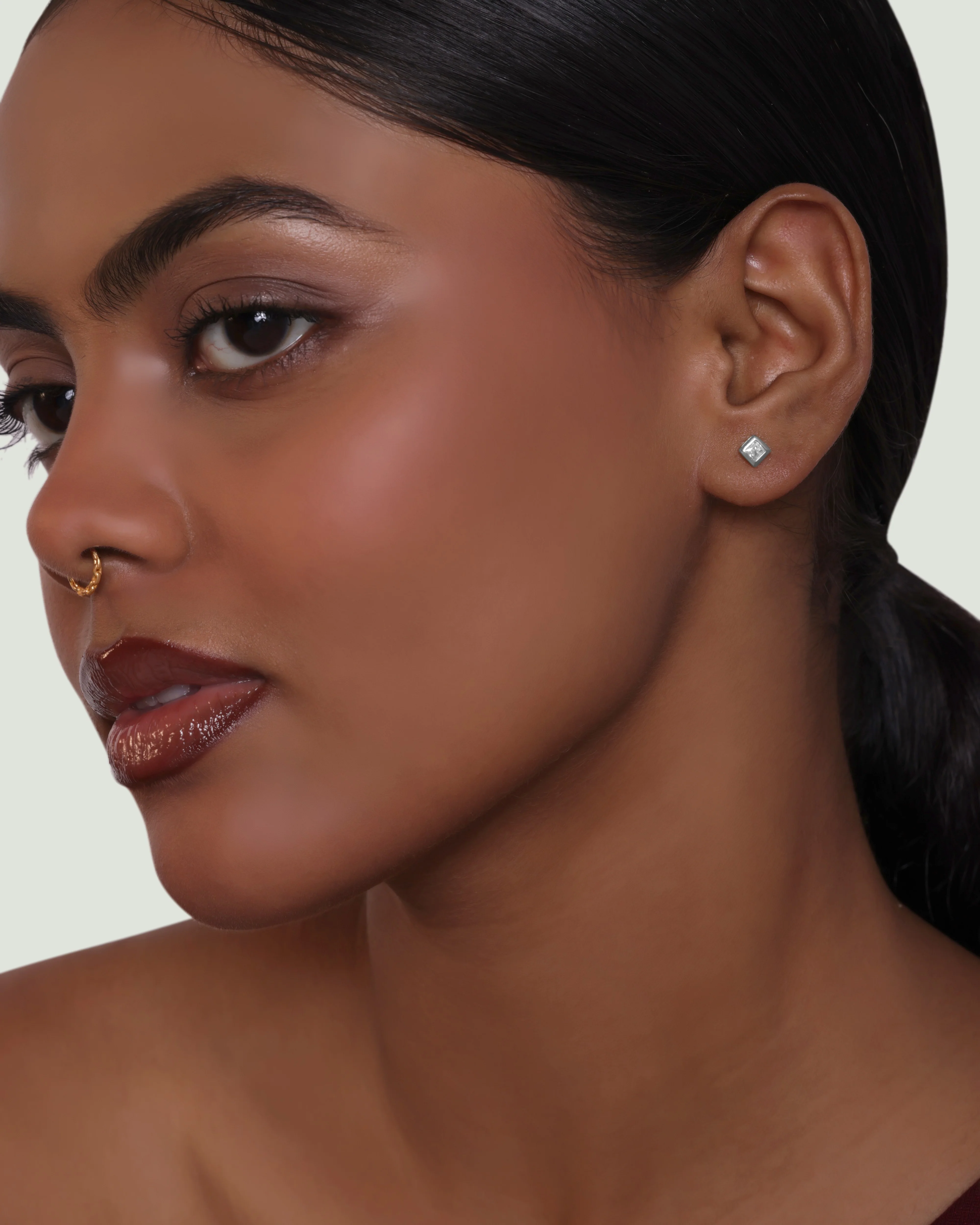 Princess Cut Stud Earrings - Image 2