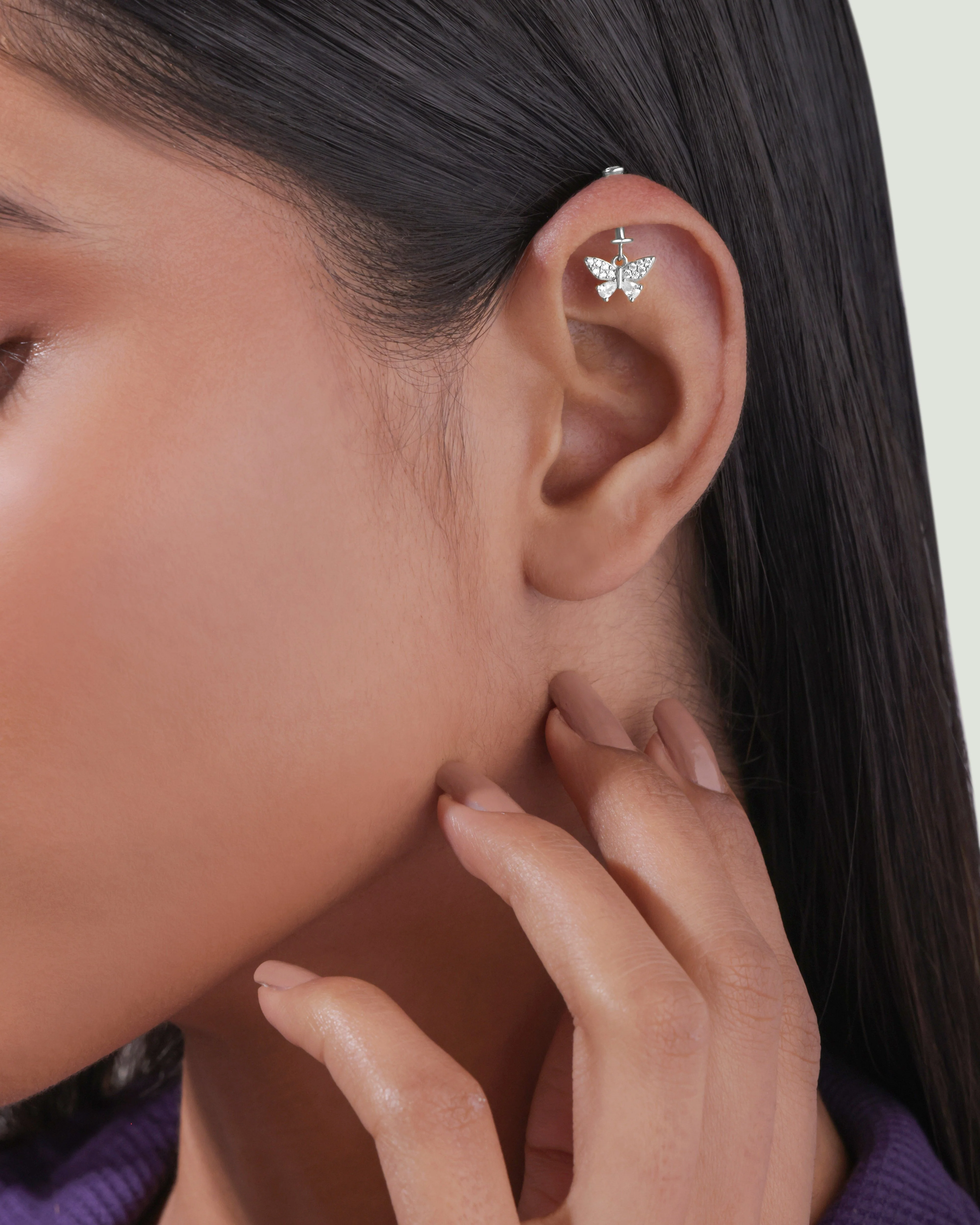 Radiant Butterfly Helix Hanging Earrings - Image 3