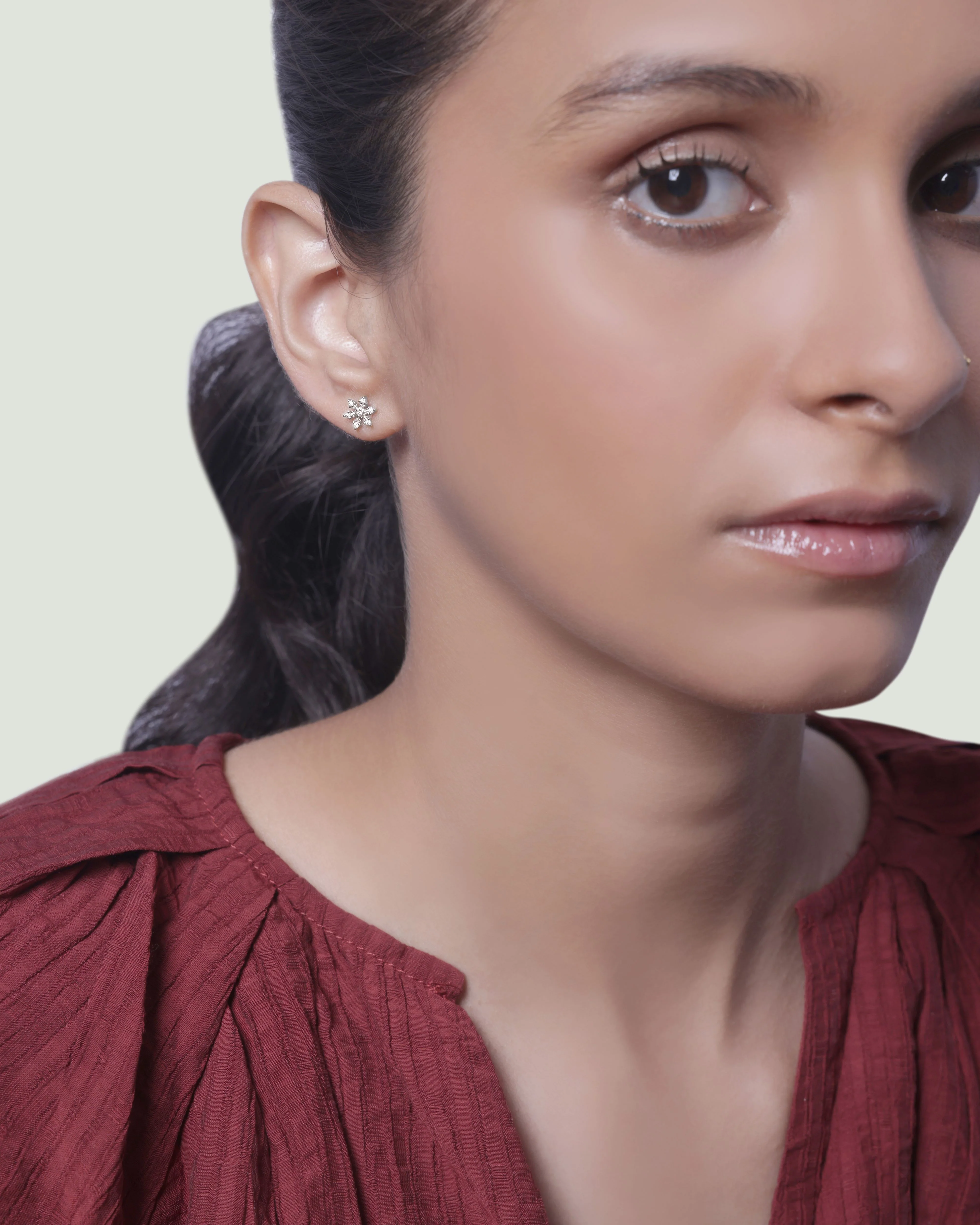 Snowflake Stud Earrings - Image 3