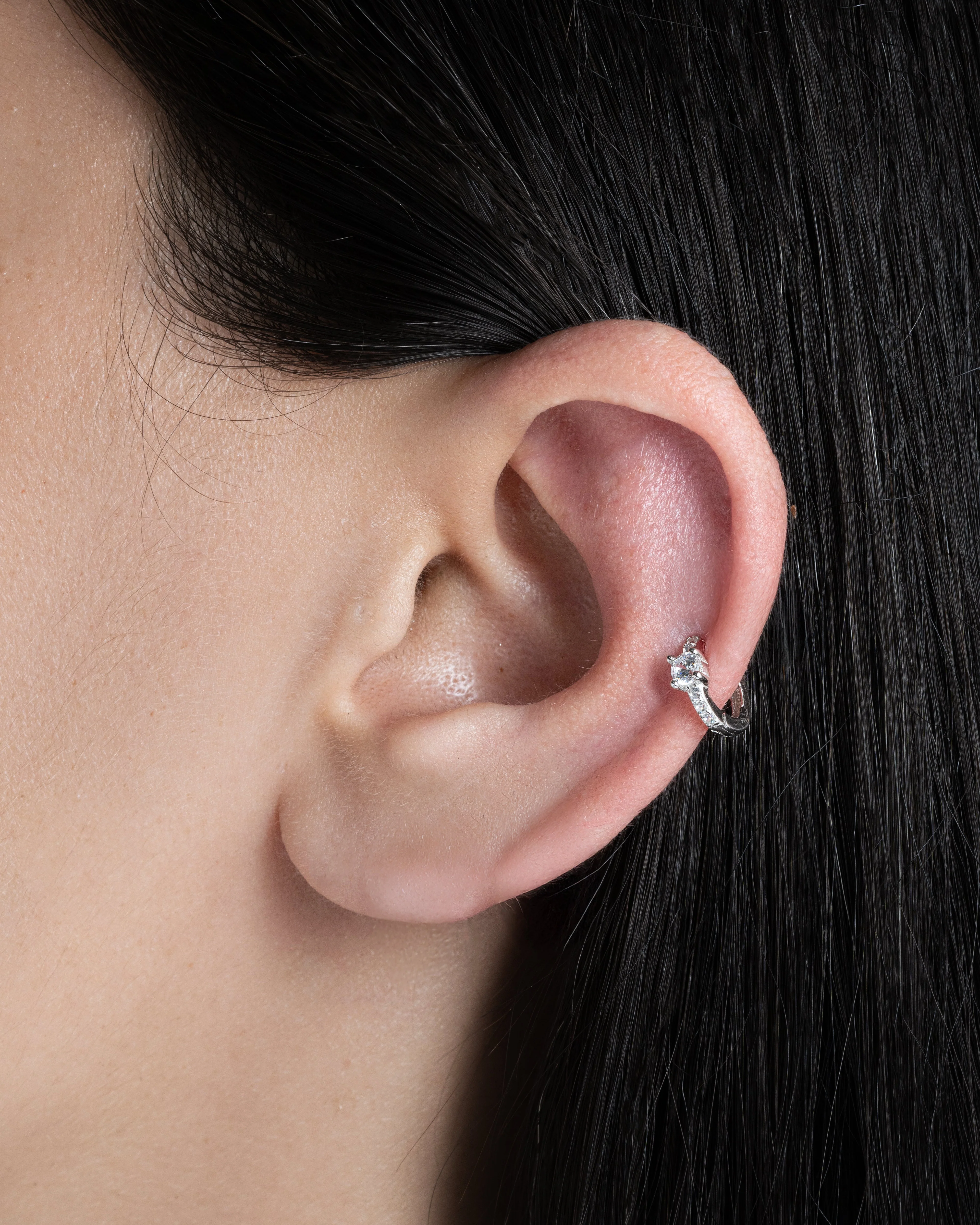 Solitaire Zirconia Hoop Earrings Multiple Sizes - Image 5