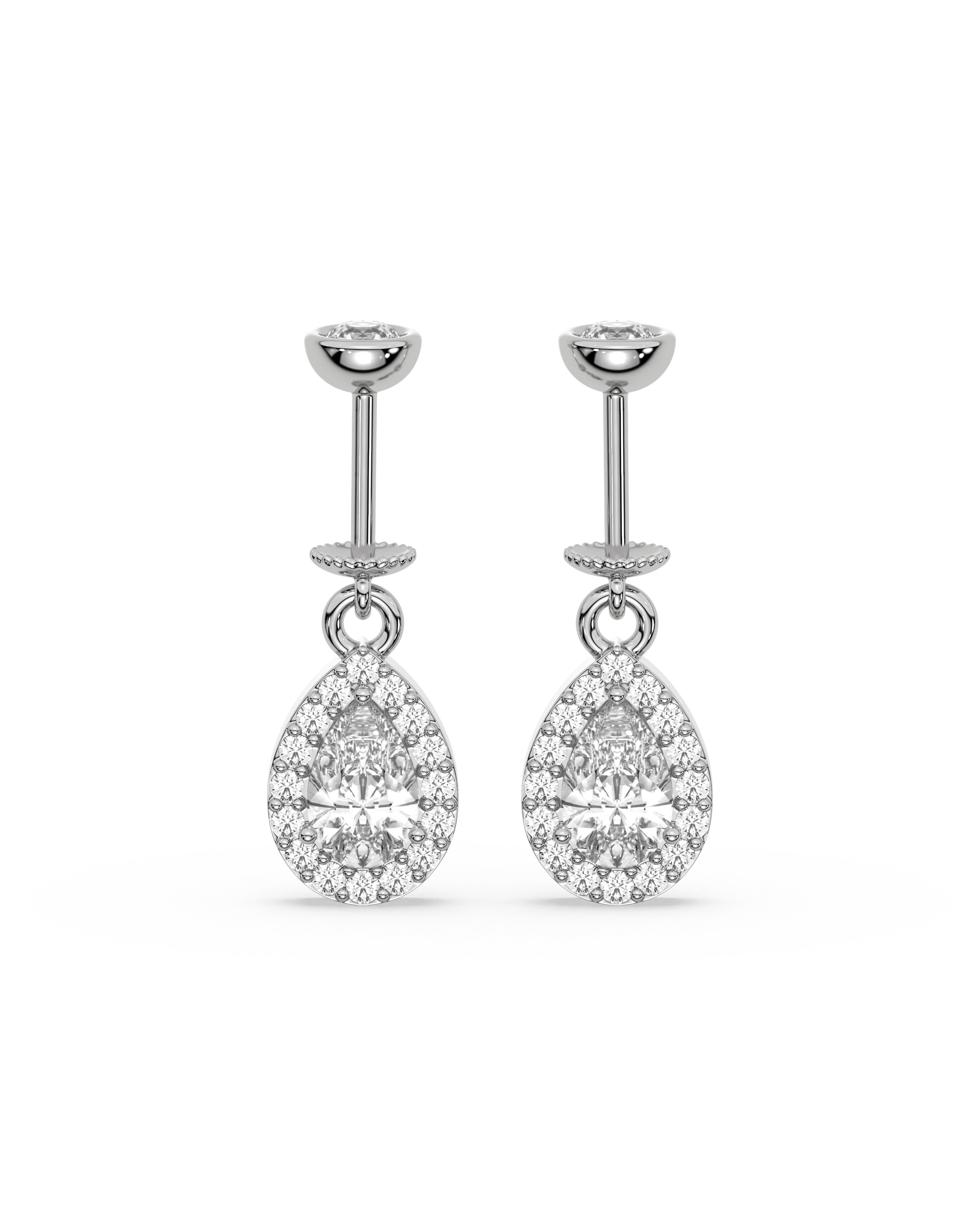Solitaire Drop Helix Hanging Earrings