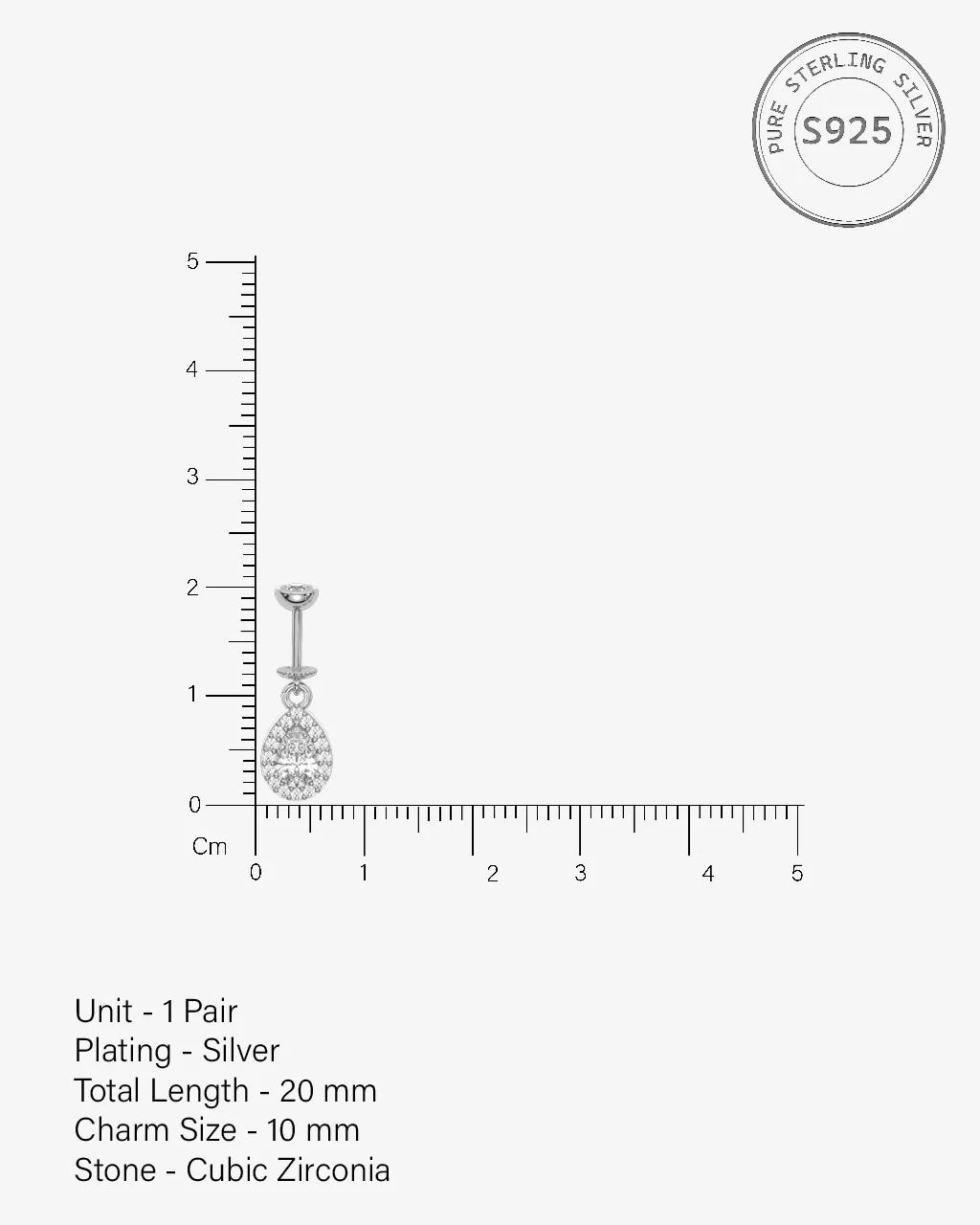 Solitaire Drop Helix Hanging Earrings - Image 4