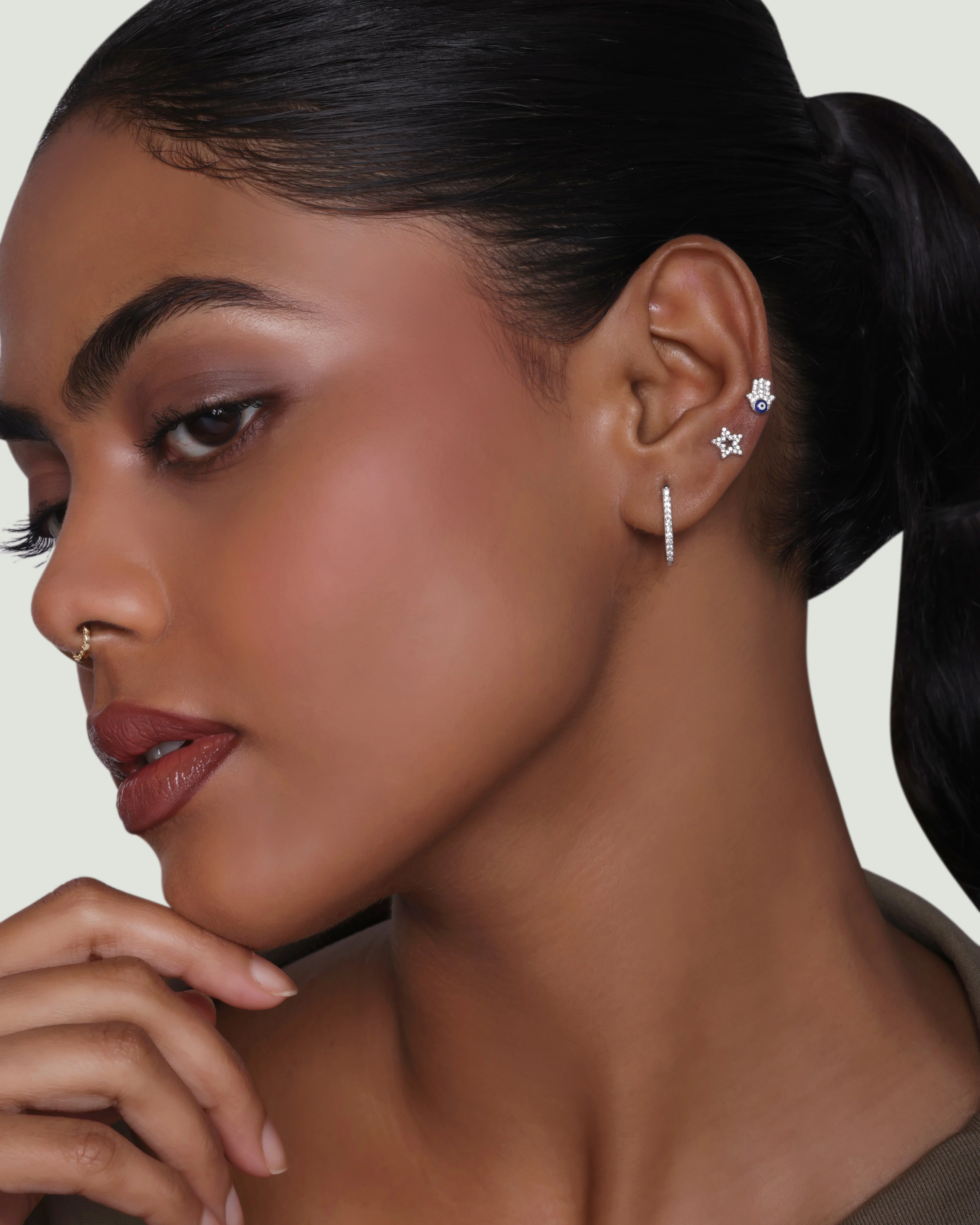 Statement Zirconia Square Hoop Earrings - Image 7