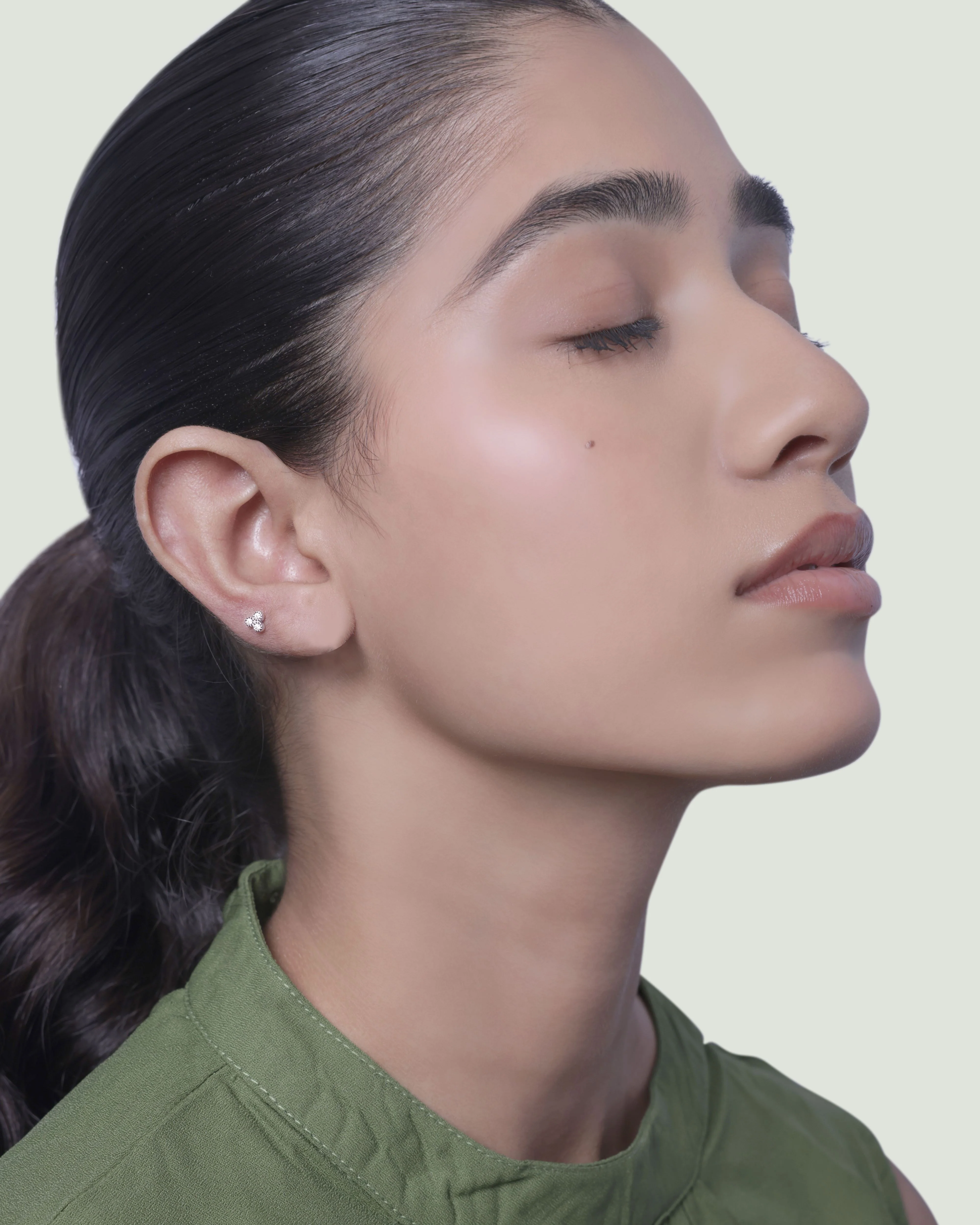 Symmetry Three Stone Stud Earrings - Image 2