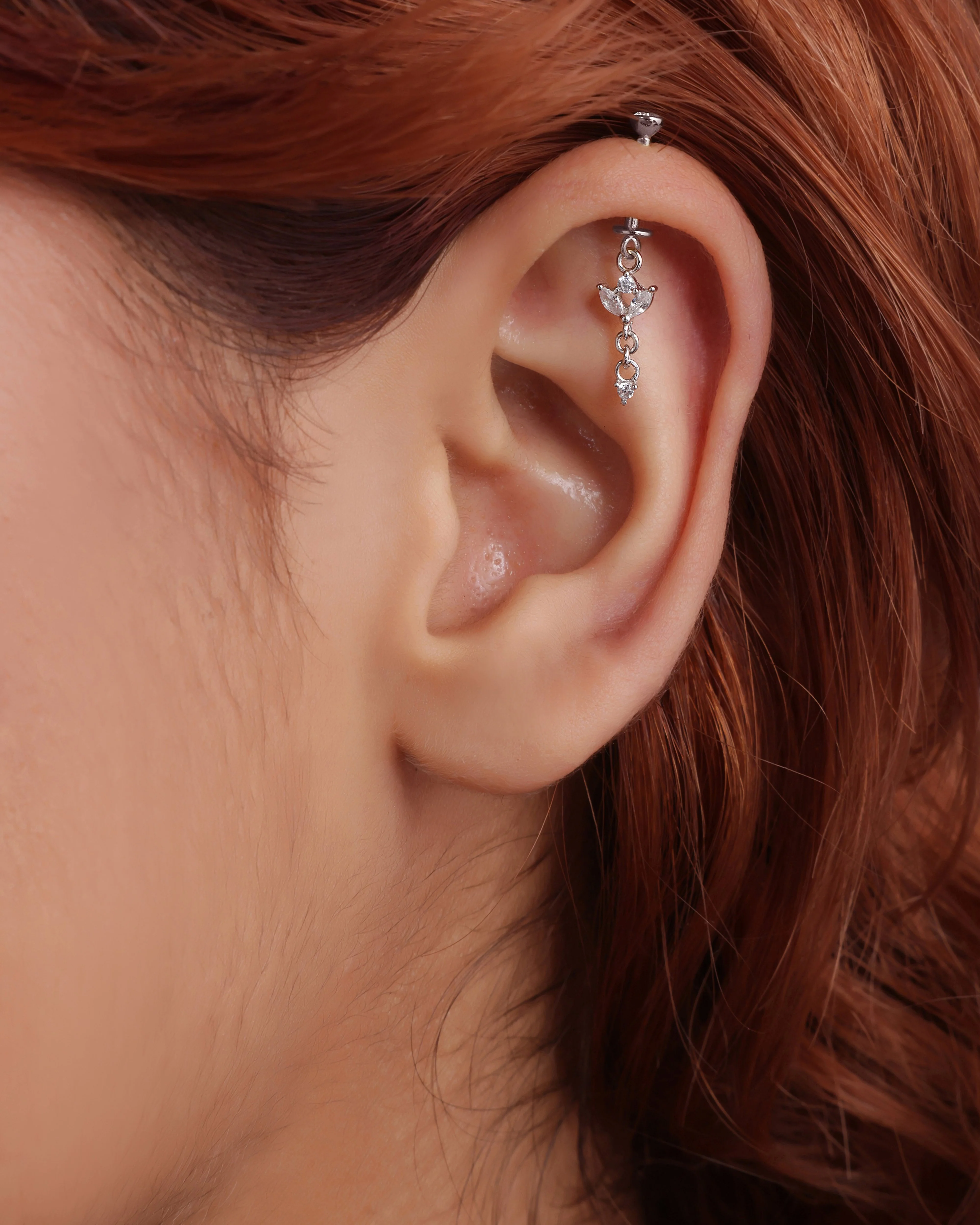 Two Petal Drop Helix Piercings Hanging Earrings - Image 3