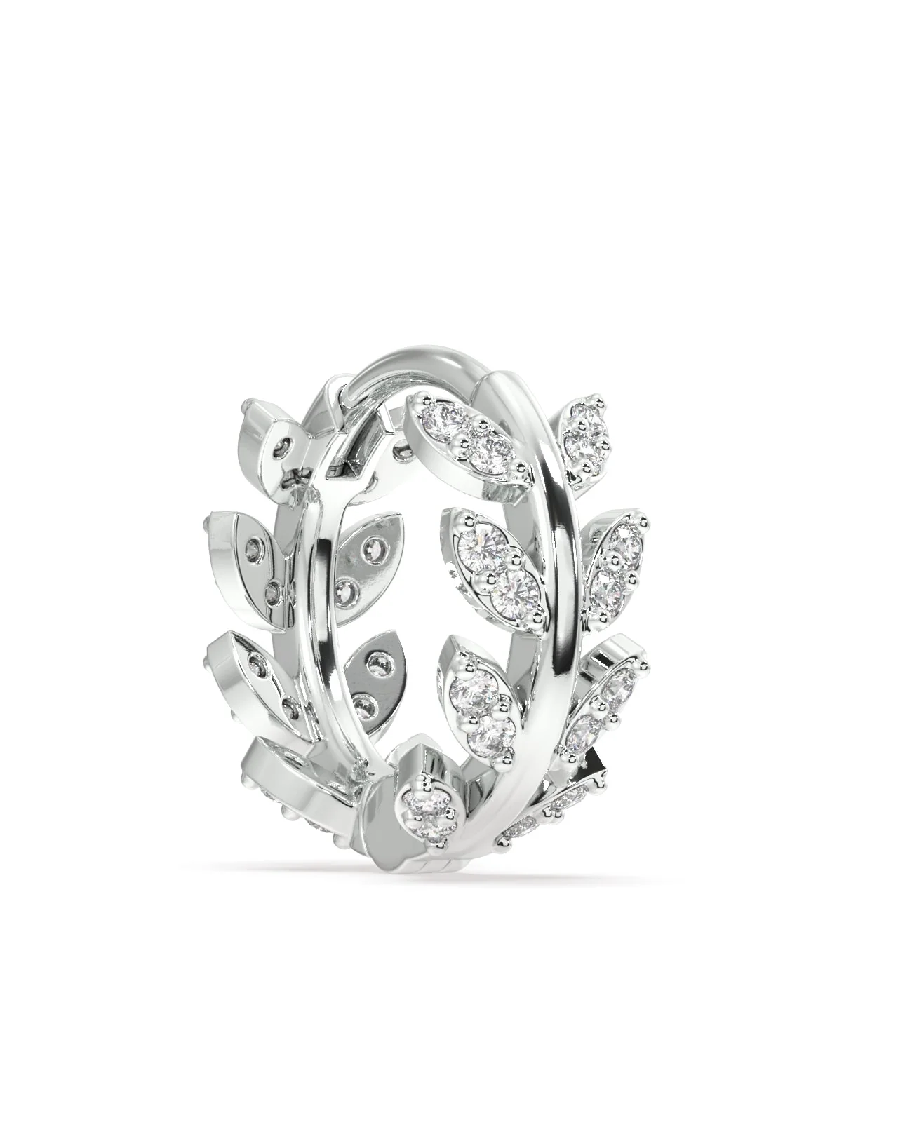 Zirconia Leaf Hoops Earrings - 10MM - Image 4